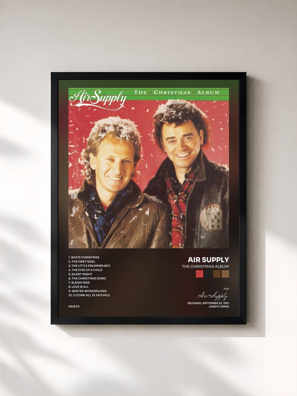 #noir Tableau de l'album The Christmas Album de Air Supply, cadre noir, imprimé et encadré en France