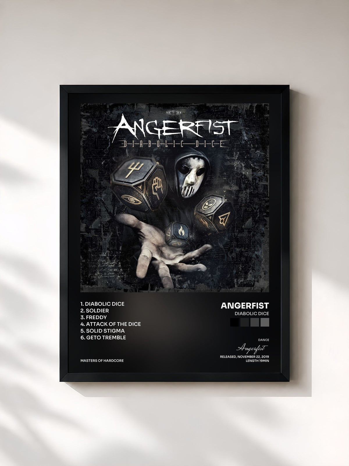 #noir Diabolic Dice von Angerfist als gerahmter Kunstdruck, schwarzer Rahmen, gedruckt und gerahmt in Frankreich