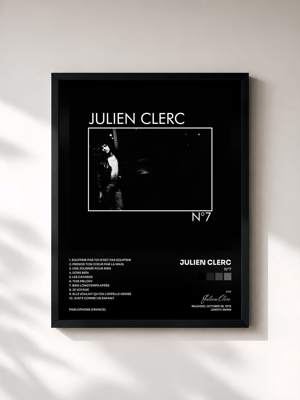 #noir N°7 von Julien Clerc als gerahmter Kunstdruck, schwarzer Rahmen, gedruckt und gerahmt in Frankreich