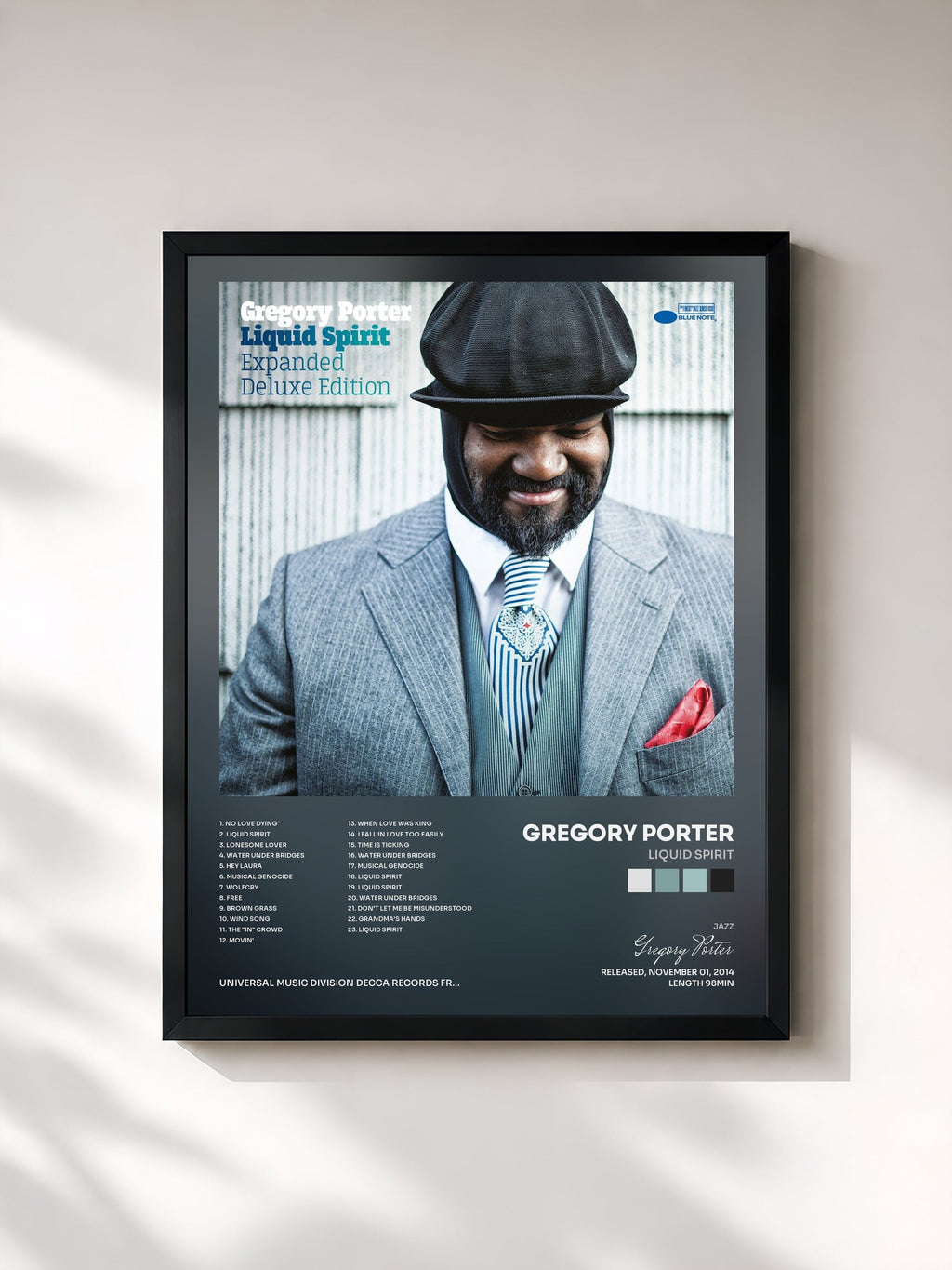 #noir Liquid Spirit di Gregory Porter in stampa incorniciata, cornice nera, stampata e incorniciata in Francia