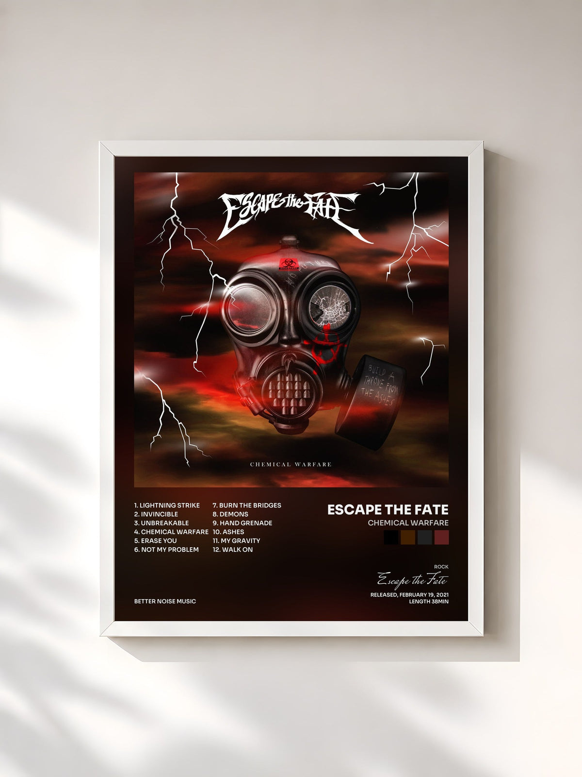 #blanc Chemical Warfare by Escape the Fate as a framed art print, white frame, printed and framed in France