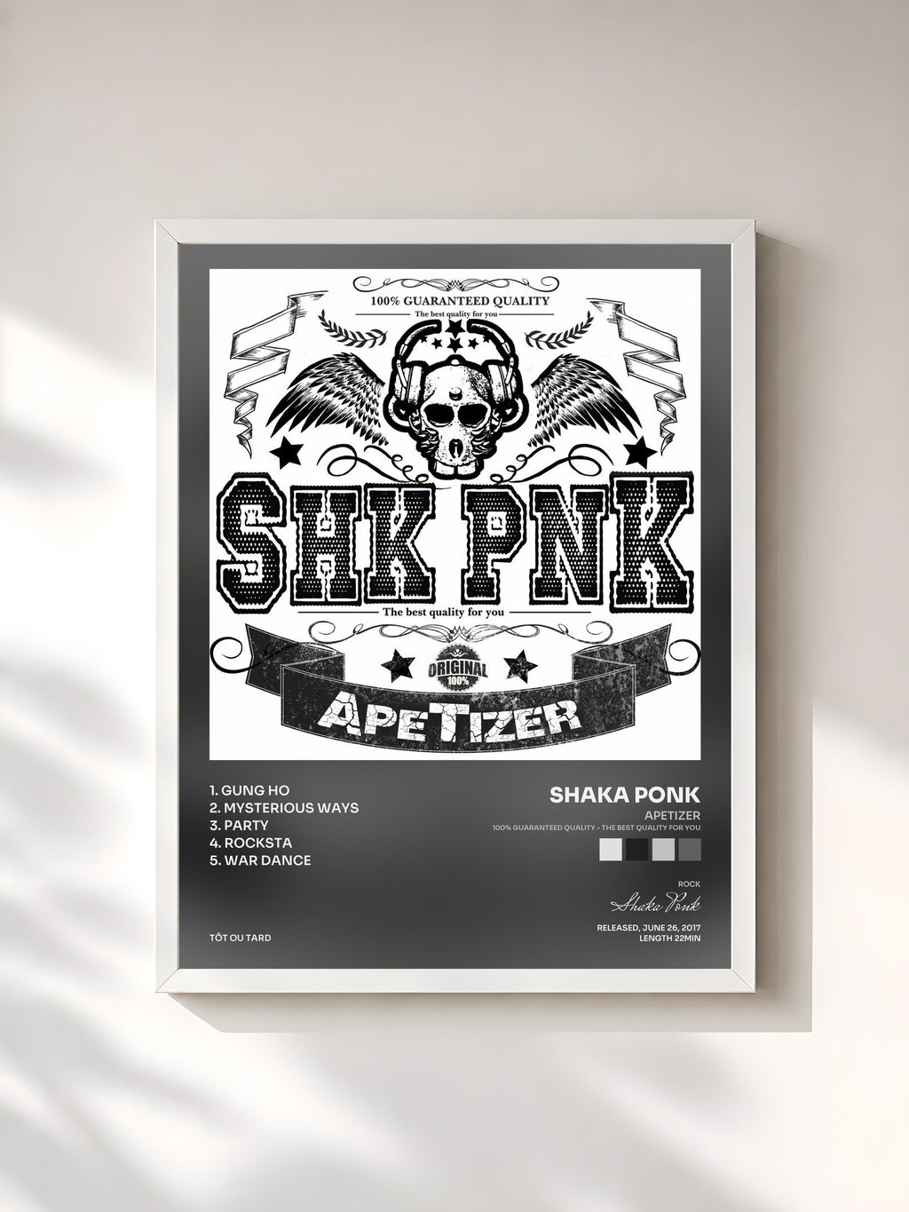 #blanc ApeTizer (100% Guaranteed Quality - The Best Quality for You) di Shaka Ponk in stampa incorniciata, cornice bianca, stampata e incorniciata in Francia