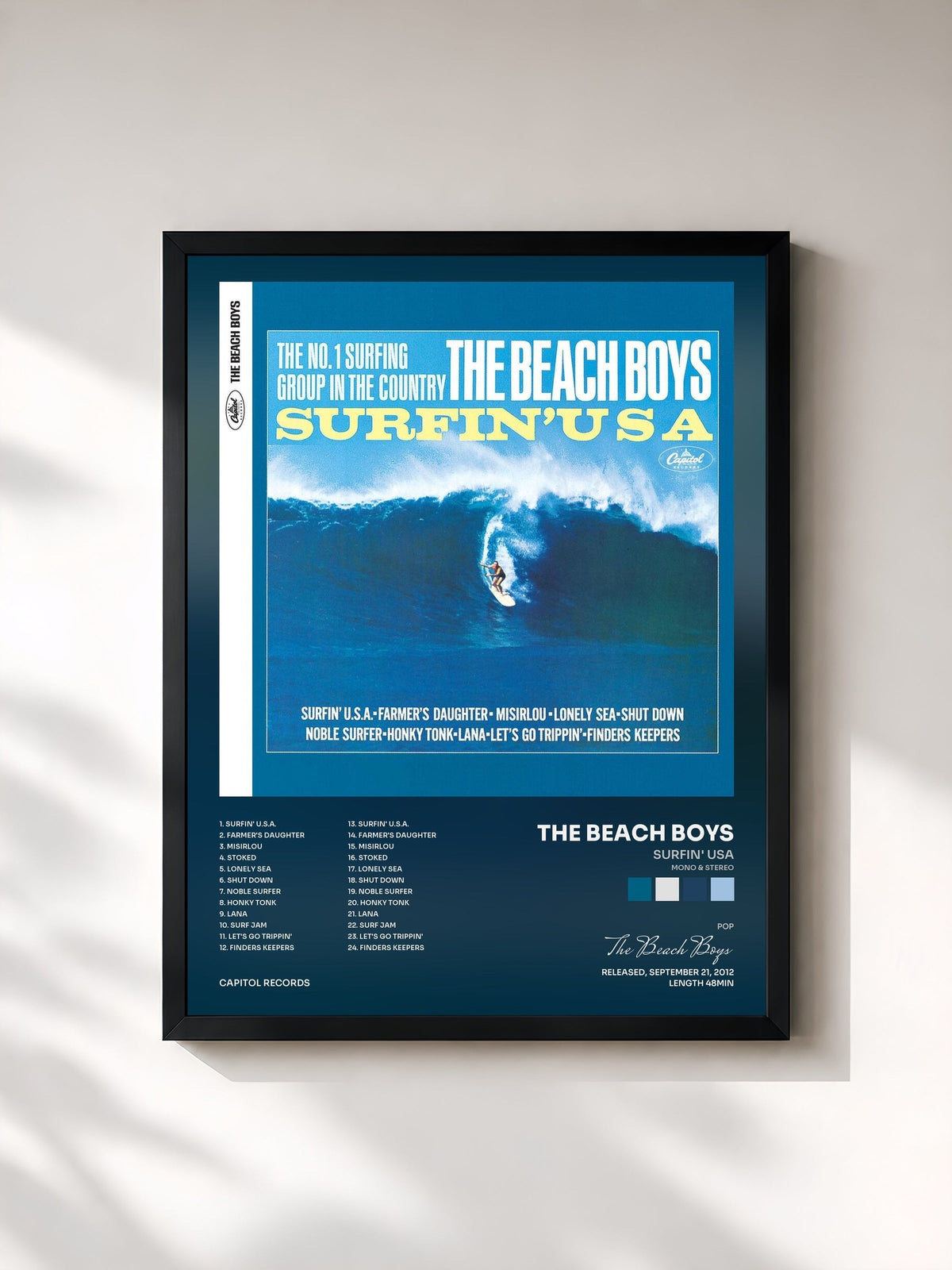 #noir Surfin' USA (Mono & Stereo) di The Beach Boys in stampa incorniciata, cornice nera, stampata e incorniciata in Francia