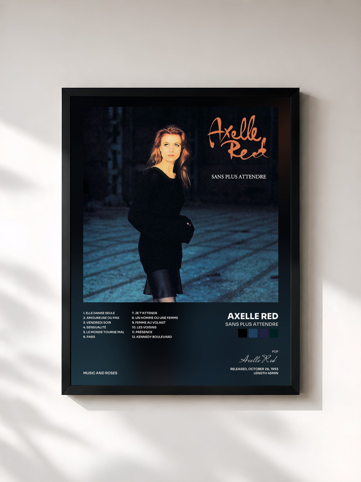 #noir Tableau de l'album Sans plus attendre de Axelle Red, cadre noir, imprimé et encadré en France