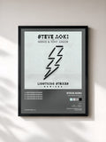 #noir Tableau de l'album Lightning Strikes (Remixes) de Steve Aoki, cadre noir, imprimé et encadré en France