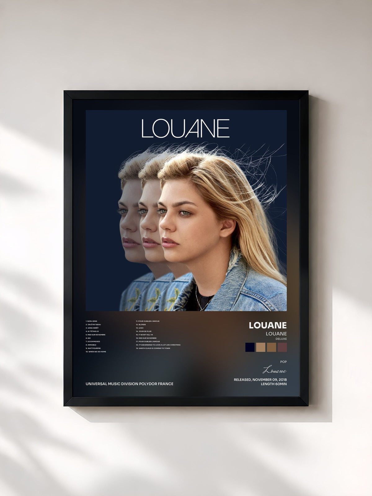 #noir Tableau de l'album Louane (Deluxe) de Louane, cadre noir, imprimé et encadré en France