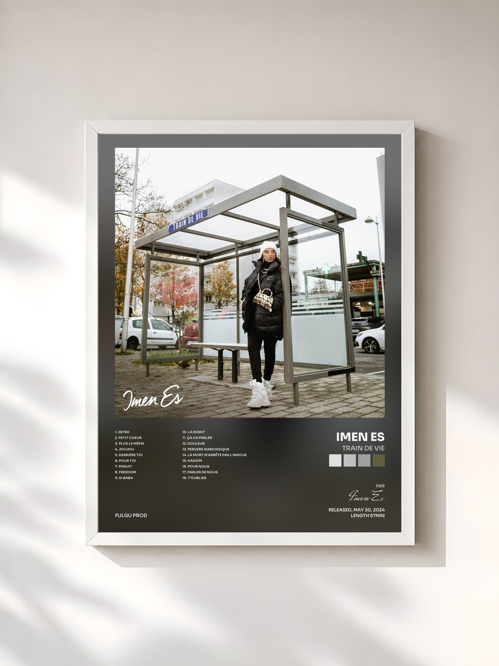 #blanc Train by vie de Imen Es as a framed art print, white frame, printed and framed in France