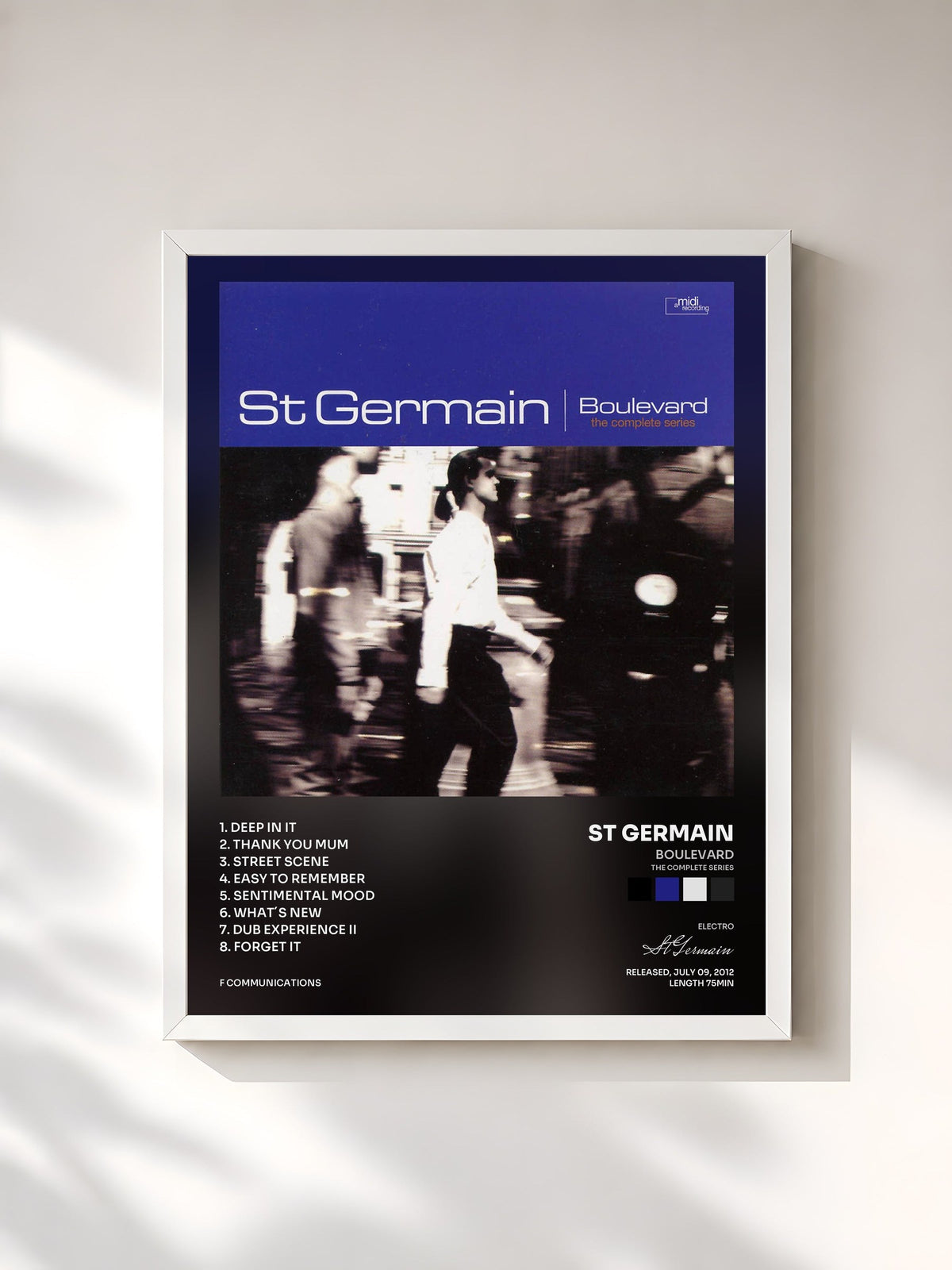 #blanc Tableau de l'album Boulevard (The Complete Series) de St Germain, cadre blanc, imprimé et encadré en France