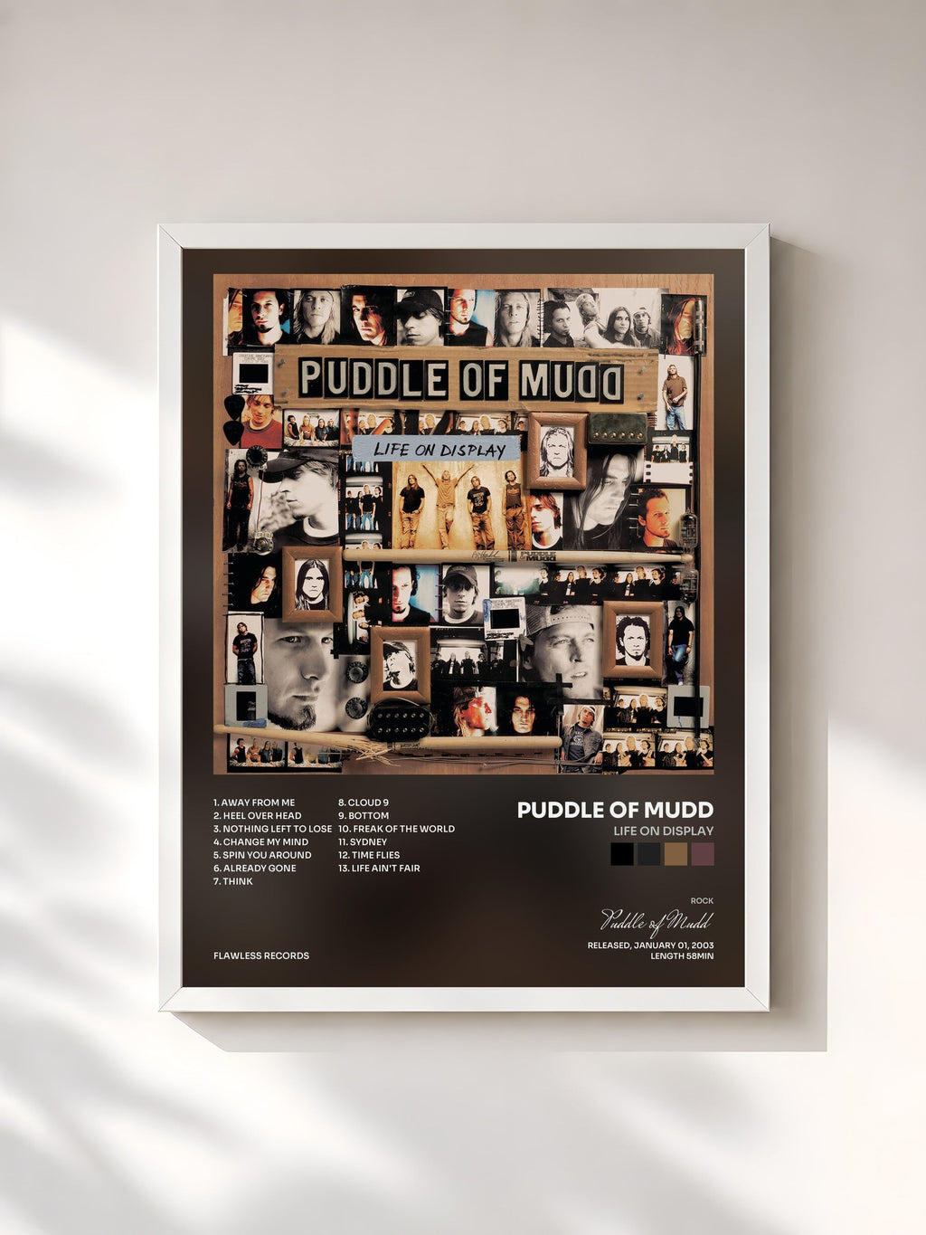 #blanc Life On Display by Puddle of Mudd as a framed art print, white frame, printed and framed in France