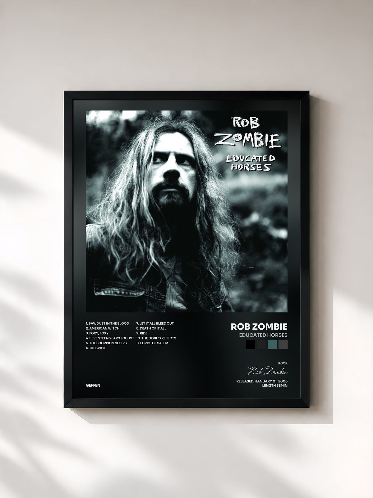#noir Tableau de l'album Educated Horses de Rob Zombie, cadre noir, imprimé et encadré en France