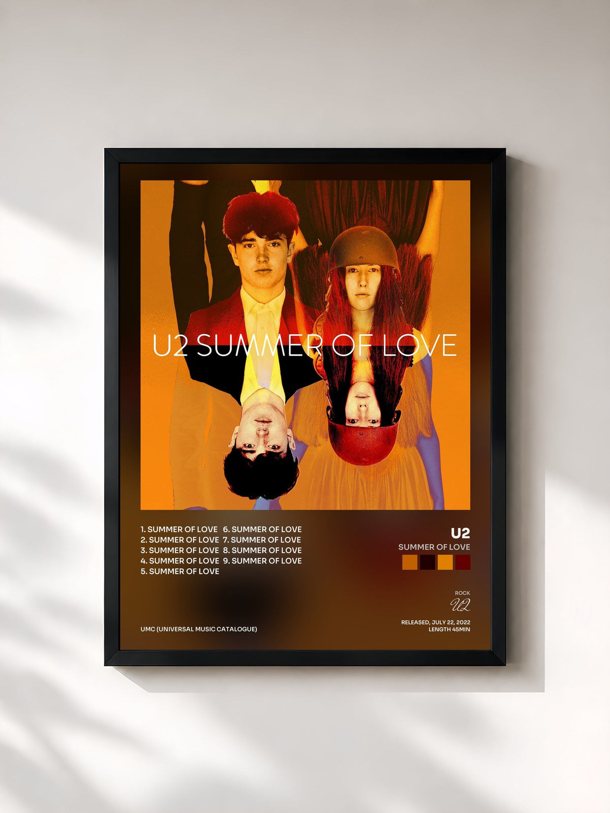 #noir Tableau de l'album Summer Of Love de U2, cadre noir, imprimé et encadré en France