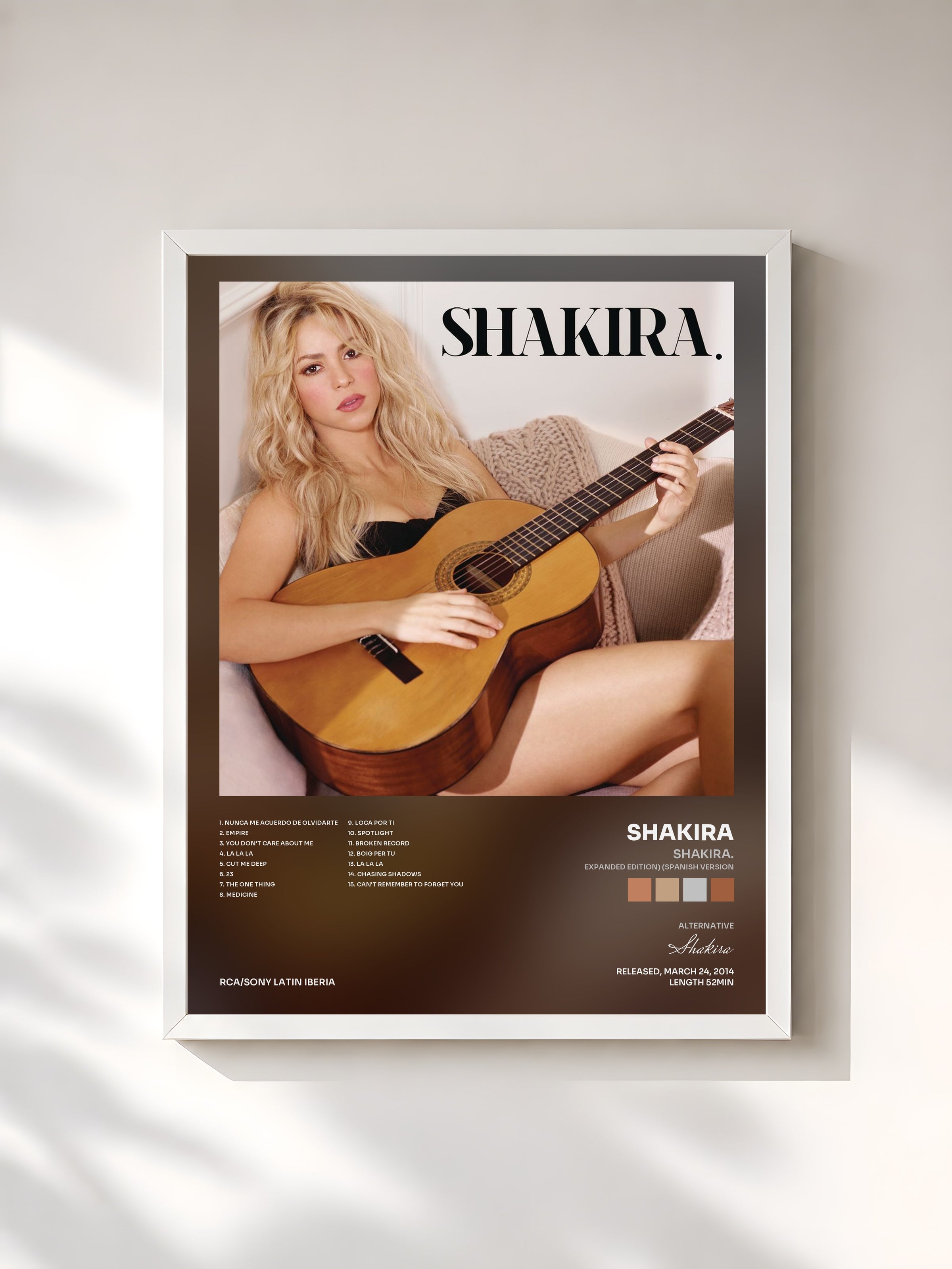 #blanc Shakira. (Expanded Edition) (Spanish Version) by Shakira as a framed art print, white frame, printed and framed in France