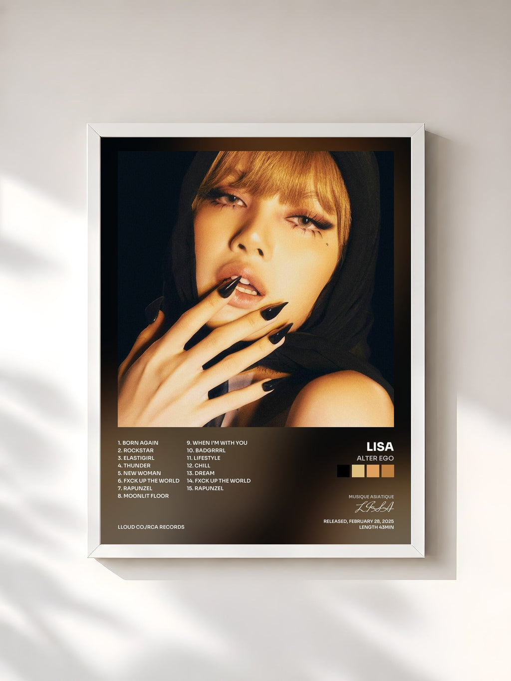 #blanc Tableau de l'album Alter Ego de LISA, cadre blanc, imprimé et encadré en France