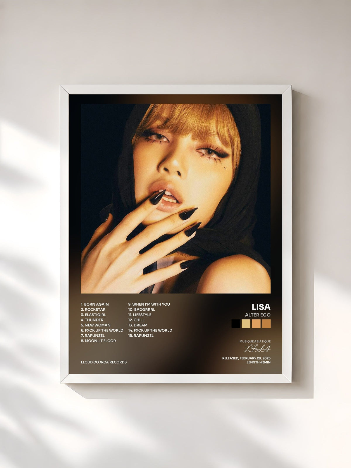#blanc Tableau de l'album Alter Ego de LISA, cadre blanc, imprimé et encadré en France