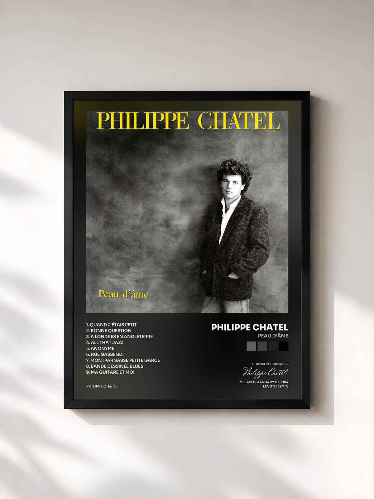 #noir Peau d'âme de Philippe Chatel en lámina enmarcada, marco negro, impresa y enmarcada en Francia