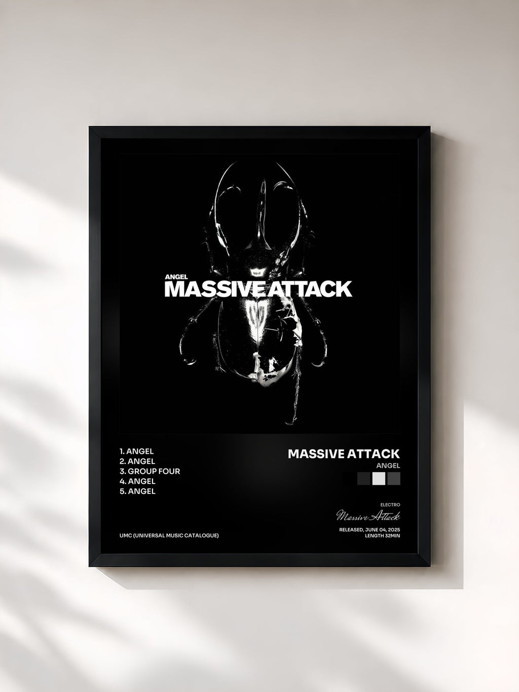 #noir Angel de Massive Attack en lámina enmarcada, marco negro, impresa y enmarcada en Francia