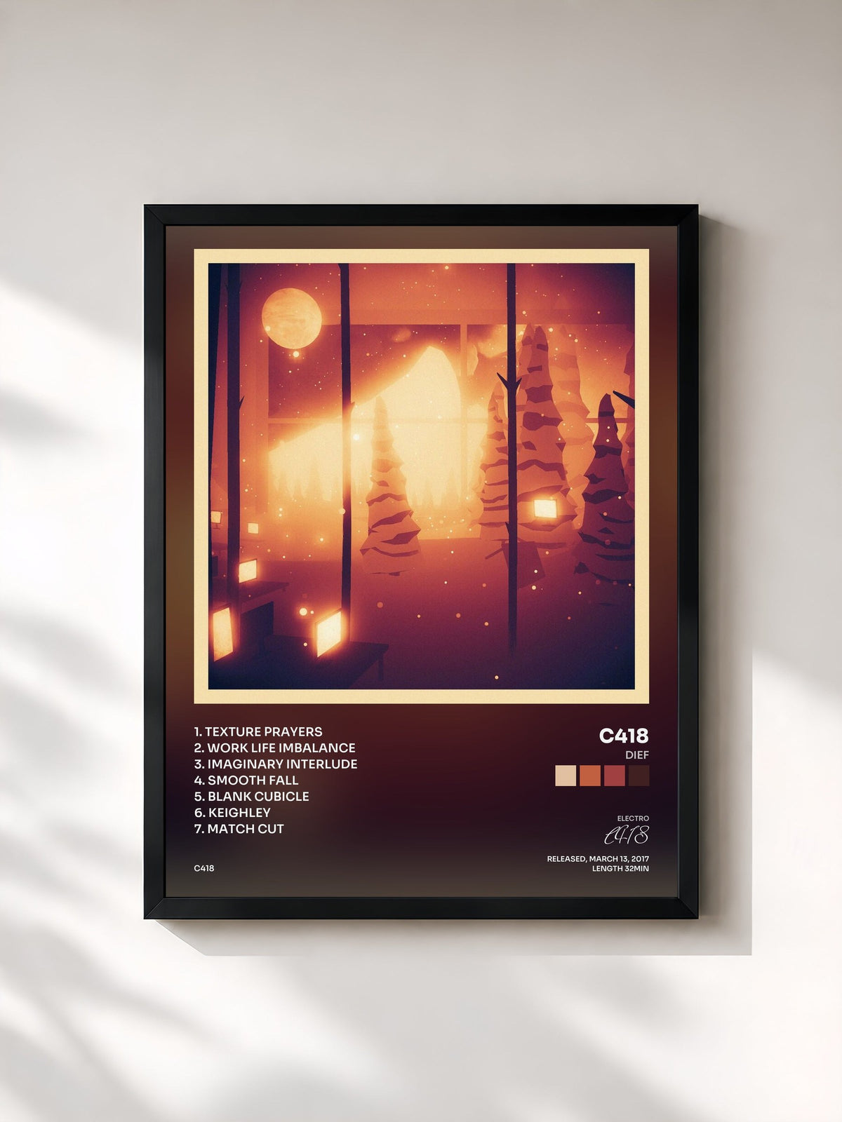 #noir Tableau de l'album Dief de C418, cadre noir, imprimé et encadré en France