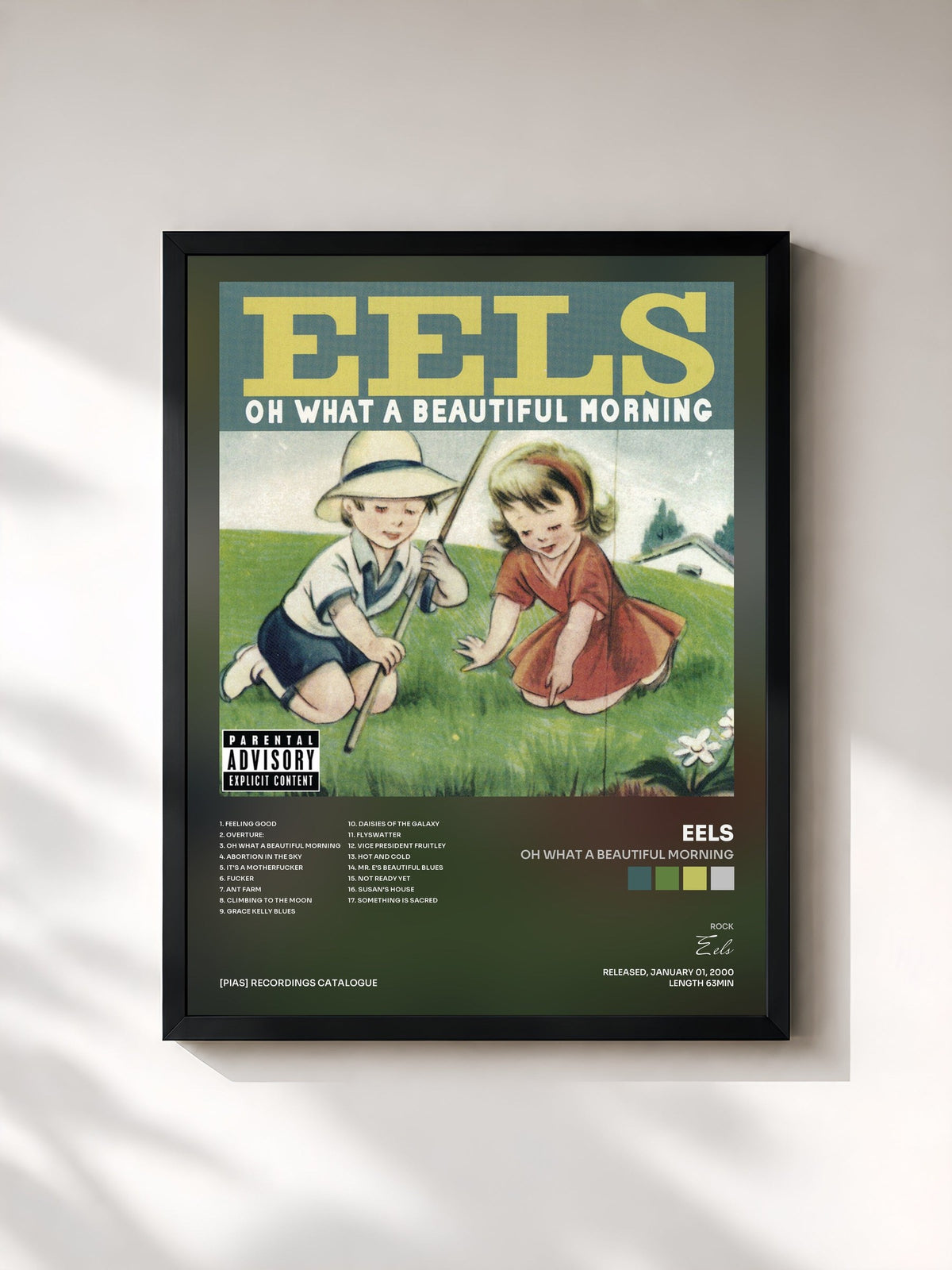 #noir Tableau de l'album Oh What A Beautiful Morning de Eels, cadre noir, imprimé et encadré en France