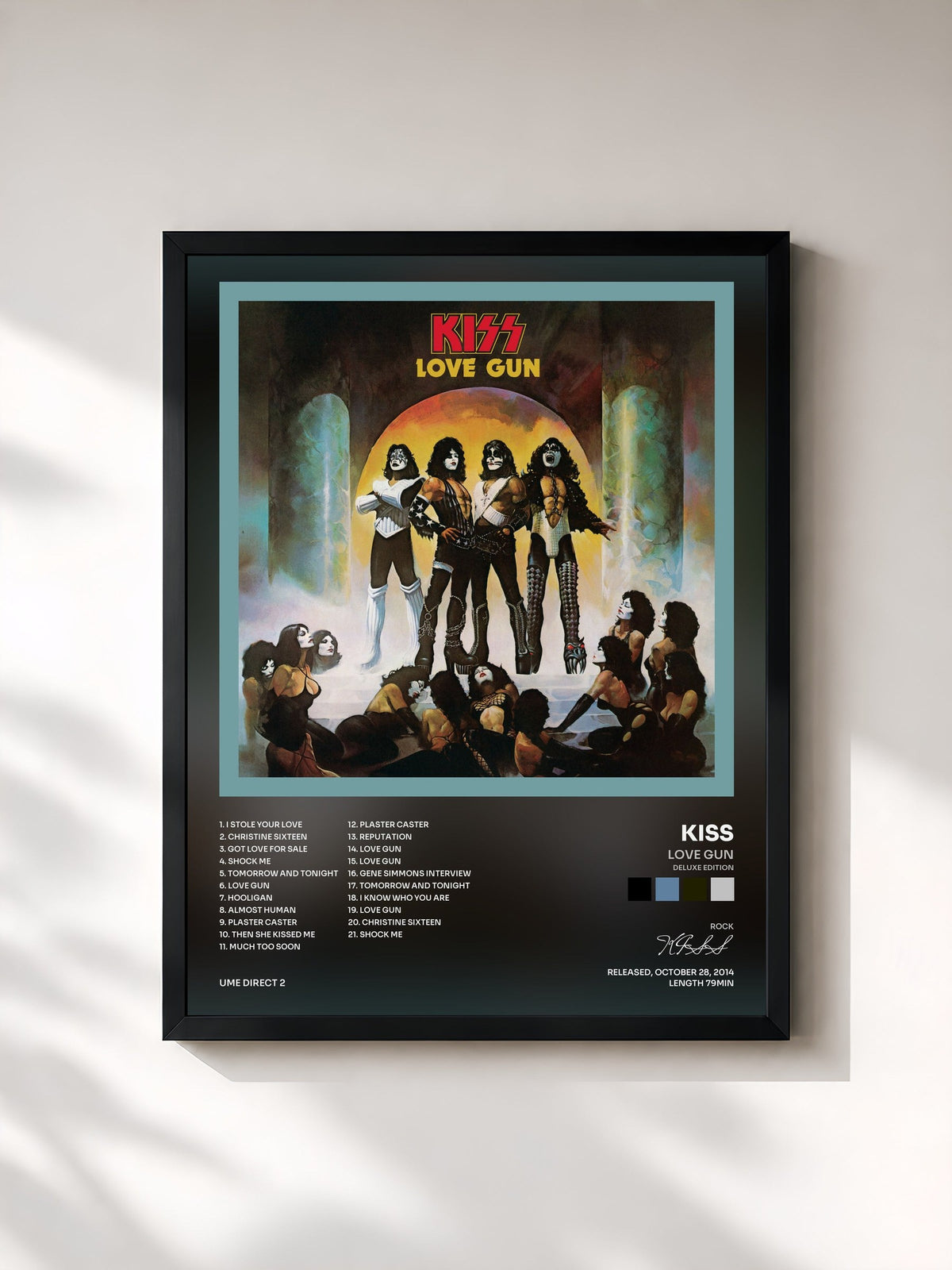 #noir Tableau de l'album Love Gun (Deluxe Edition) de KISS, cadre noir, imprimé et encadré en France
