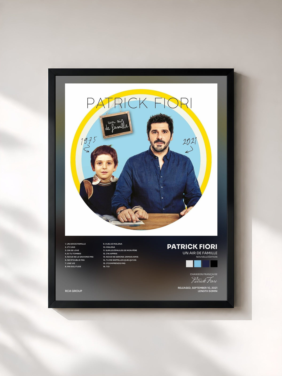 #noir Tableau de l'album Un air de famille (Nouvelle édition) de Patrick Fiori, cadre noir, imprimé et encadré en France