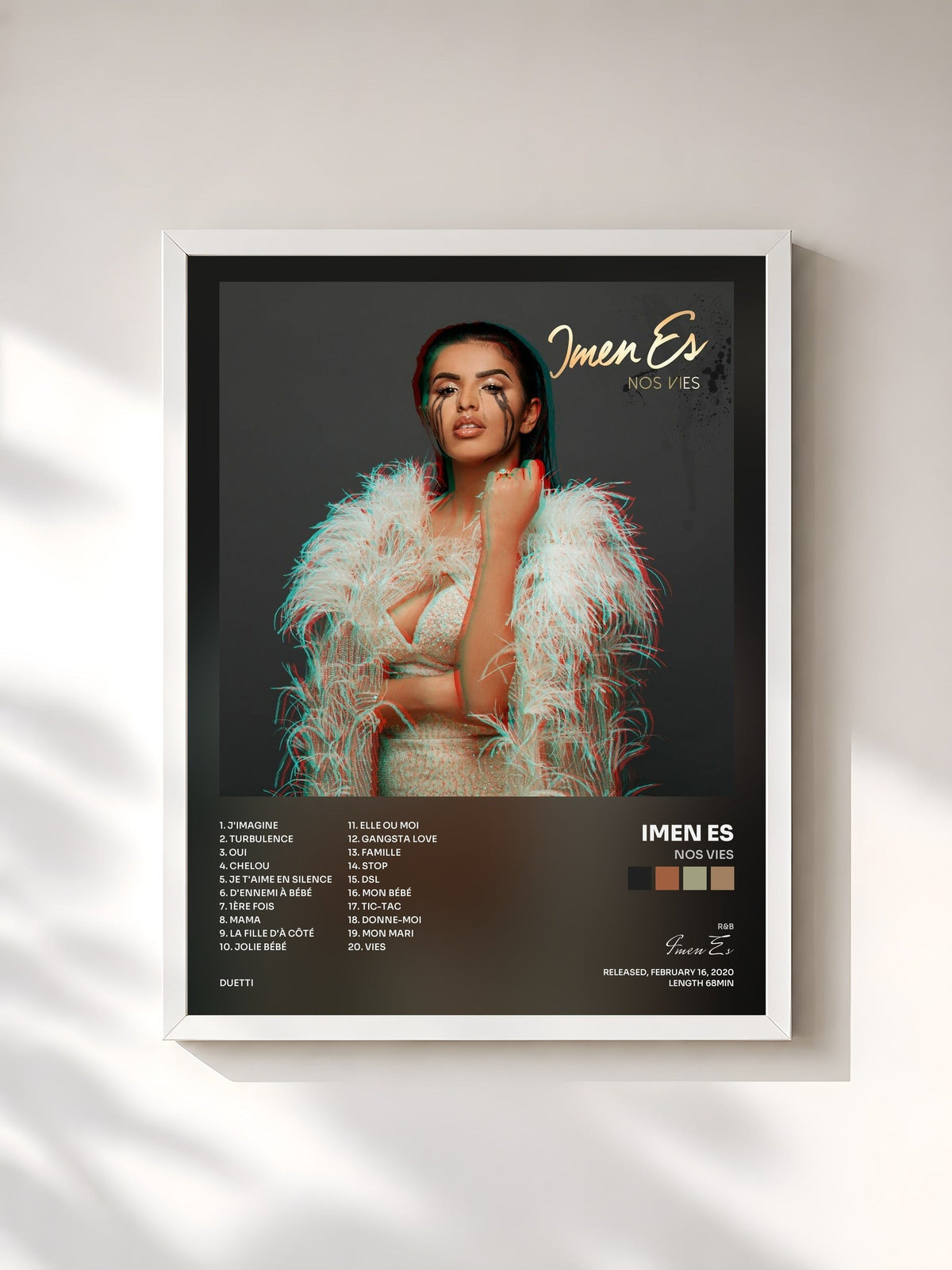 #blanc Tableau de l'album Nos vies de Imen Es, cadre blanc, imprimé et encadré en France