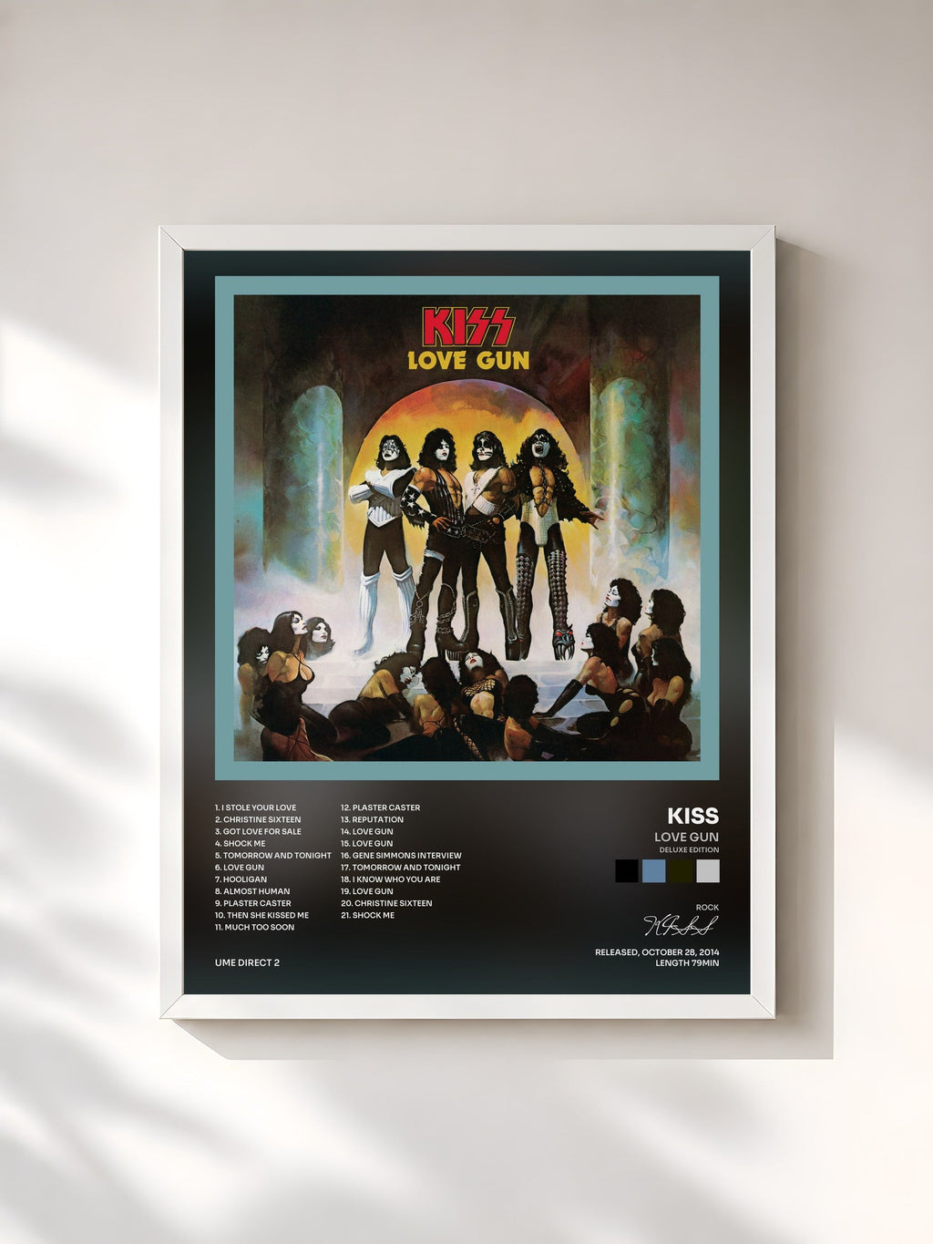 #blanc Tableau de l'album Love Gun (Deluxe Edition) de KISS, cadre blanc, imprimé et encadré en France