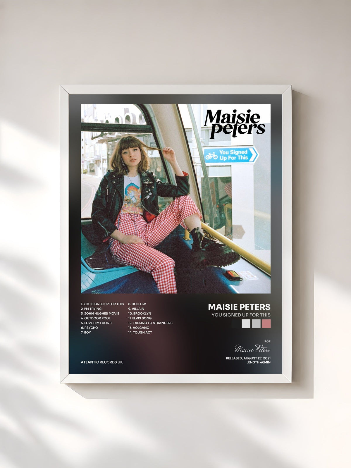 #blanc Tableau de l'album You Signed Up For This de Maisie Peters, cadre blanc, imprimé et encadré en France