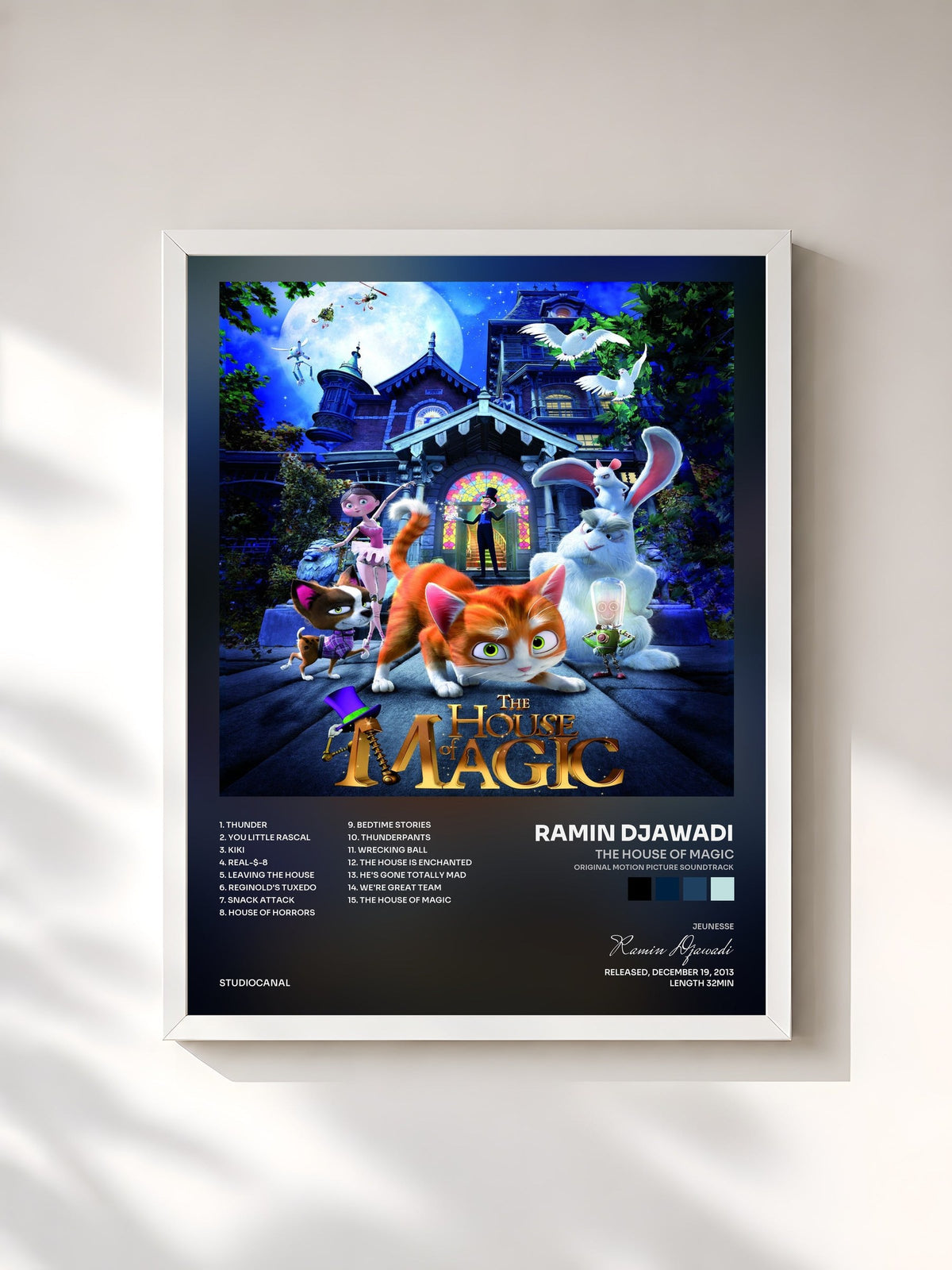 #blanc Tableau de l'album The House of Magic (Original Motion Picture Soundtrack) de Ramin Djawadi, cadre blanc, imprimé et encadré en France
