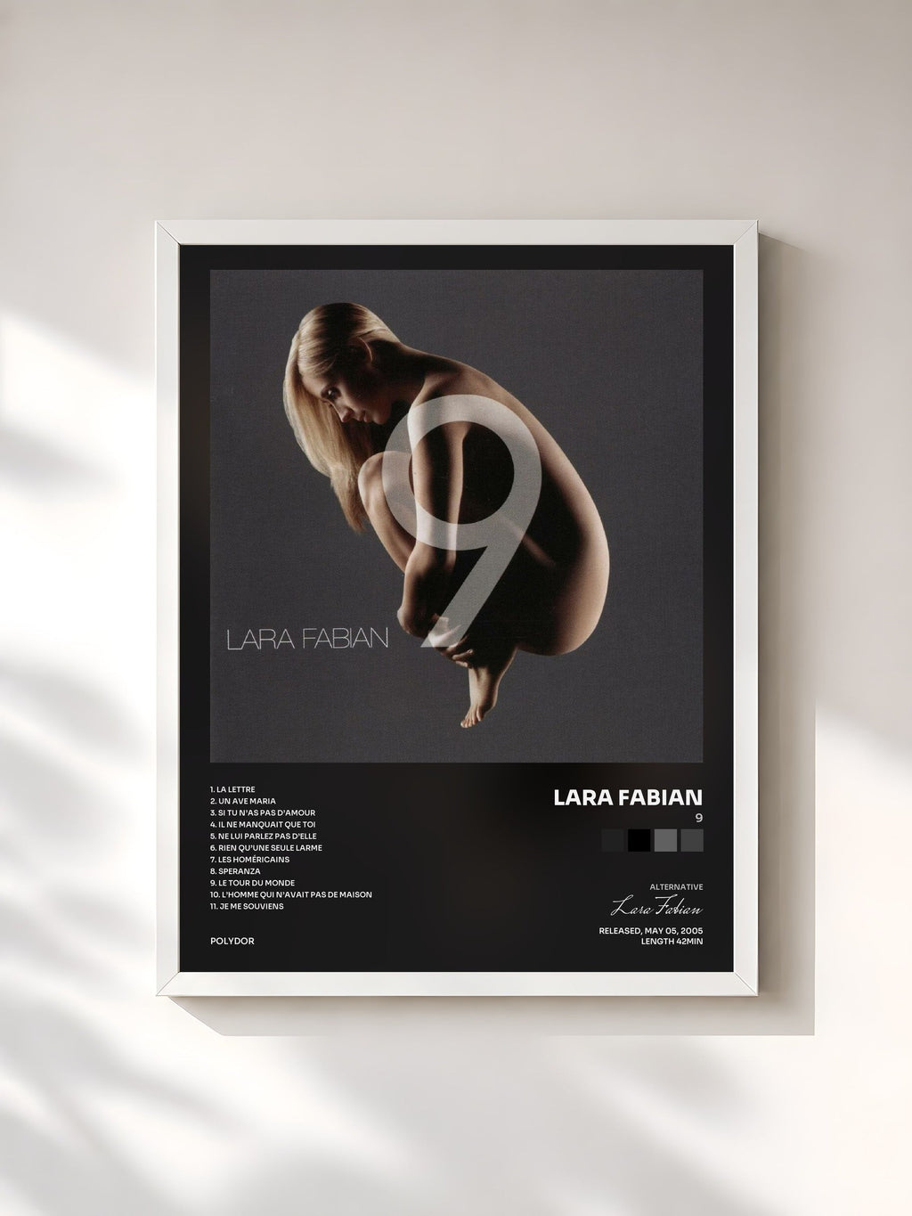#blanc 9 di Lara Fabian in stampa incorniciata, cornice bianca, stampata e incorniciata in Francia