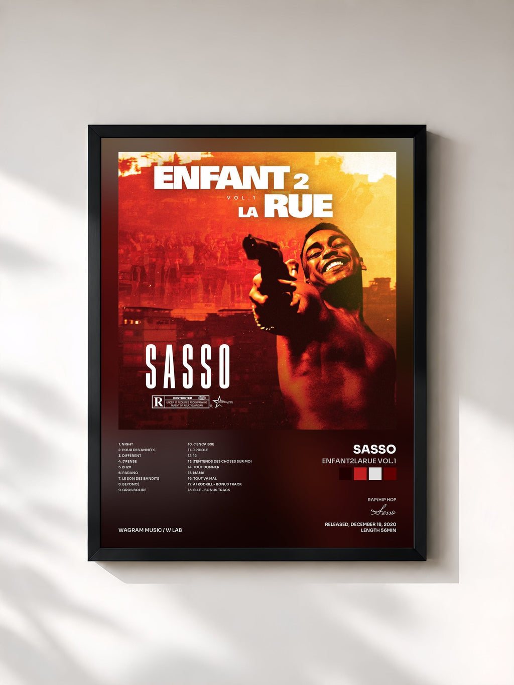 #noir Enfant2LaRue Vol.1 by Sasso as a framed art print, black frame, printed and framed in France