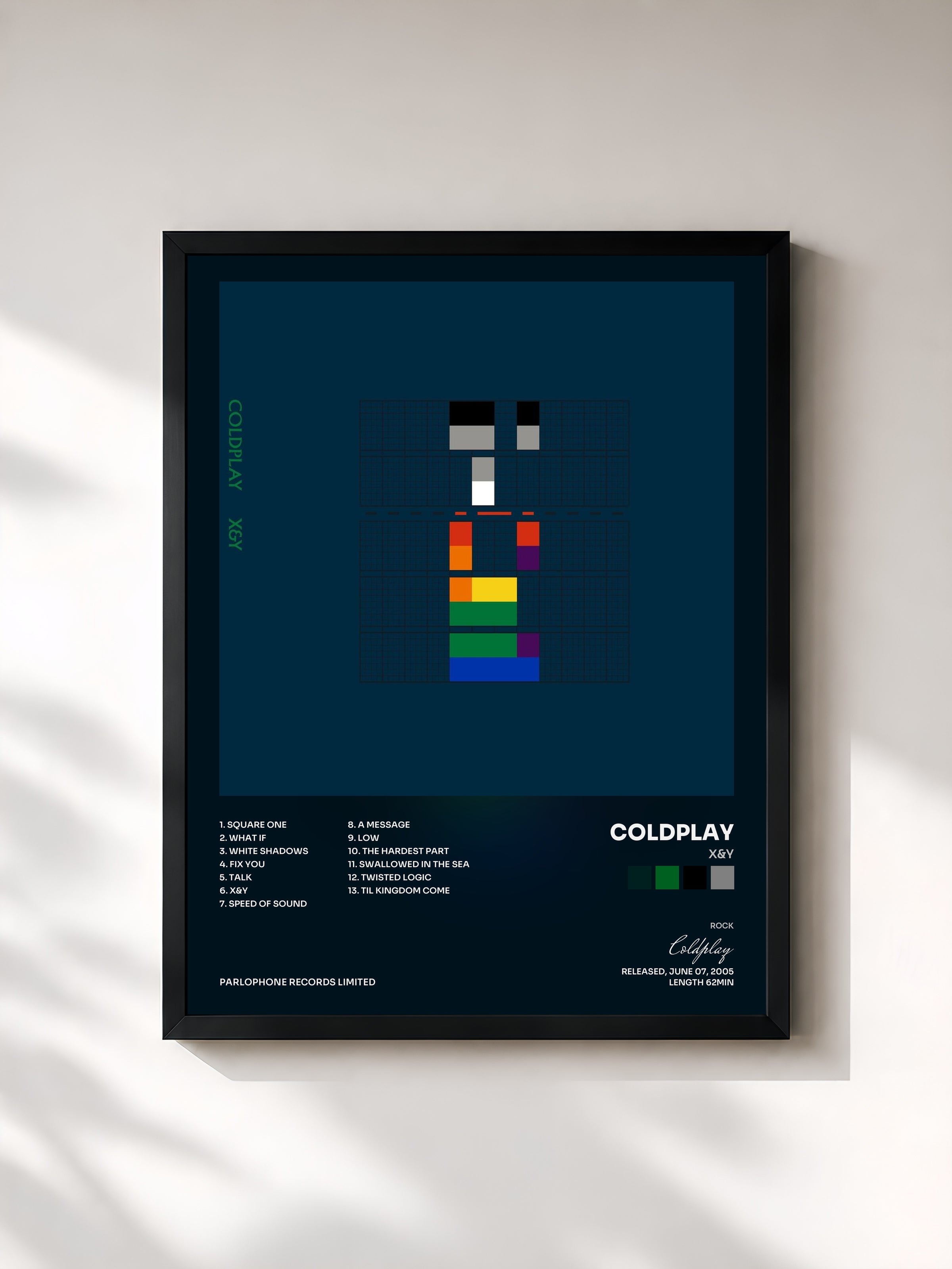 #noir X&Y di Coldplay in stampa incorniciata, cornice nera, stampata e incorniciata in Francia