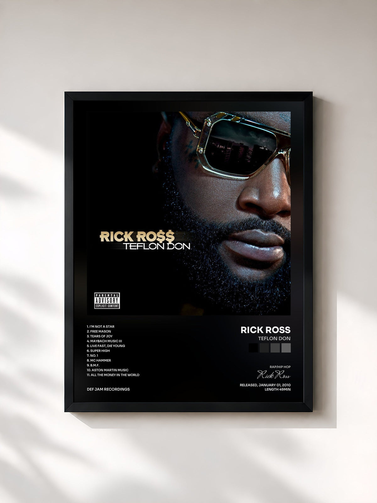 #noir Teflon Don by Rick Ross as a framed art print, black frame, printed and framed in France