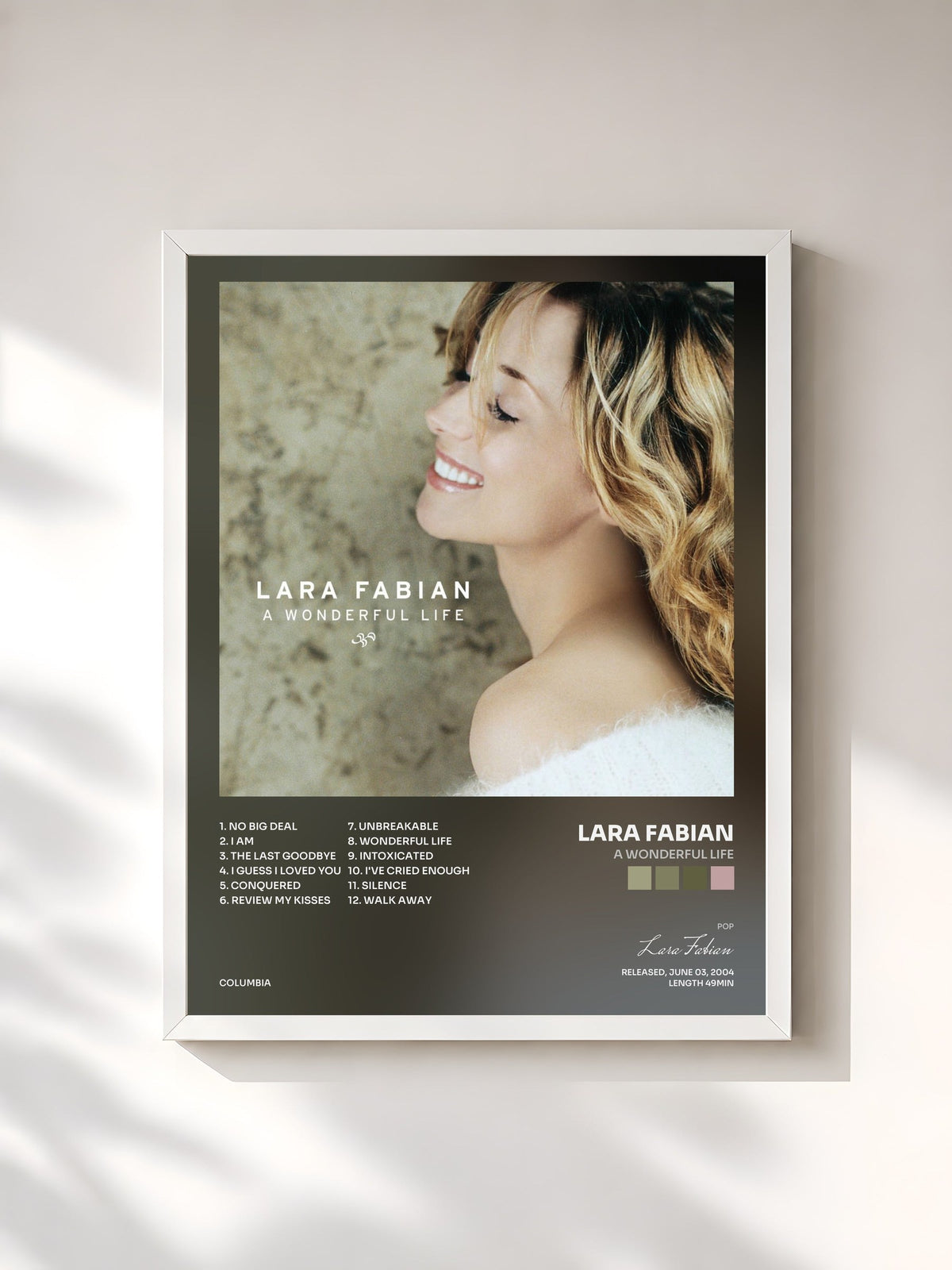 #blanc A Wonderful Life di Lara Fabian in stampa incorniciata, cornice bianca, stampata e incorniciata in Francia