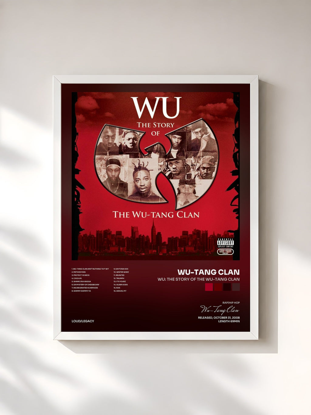 #blanc Wu: The Story Of The Wu-Tang Clan by Wu-Tang Clan as a framed art print, white frame, printed and framed in France