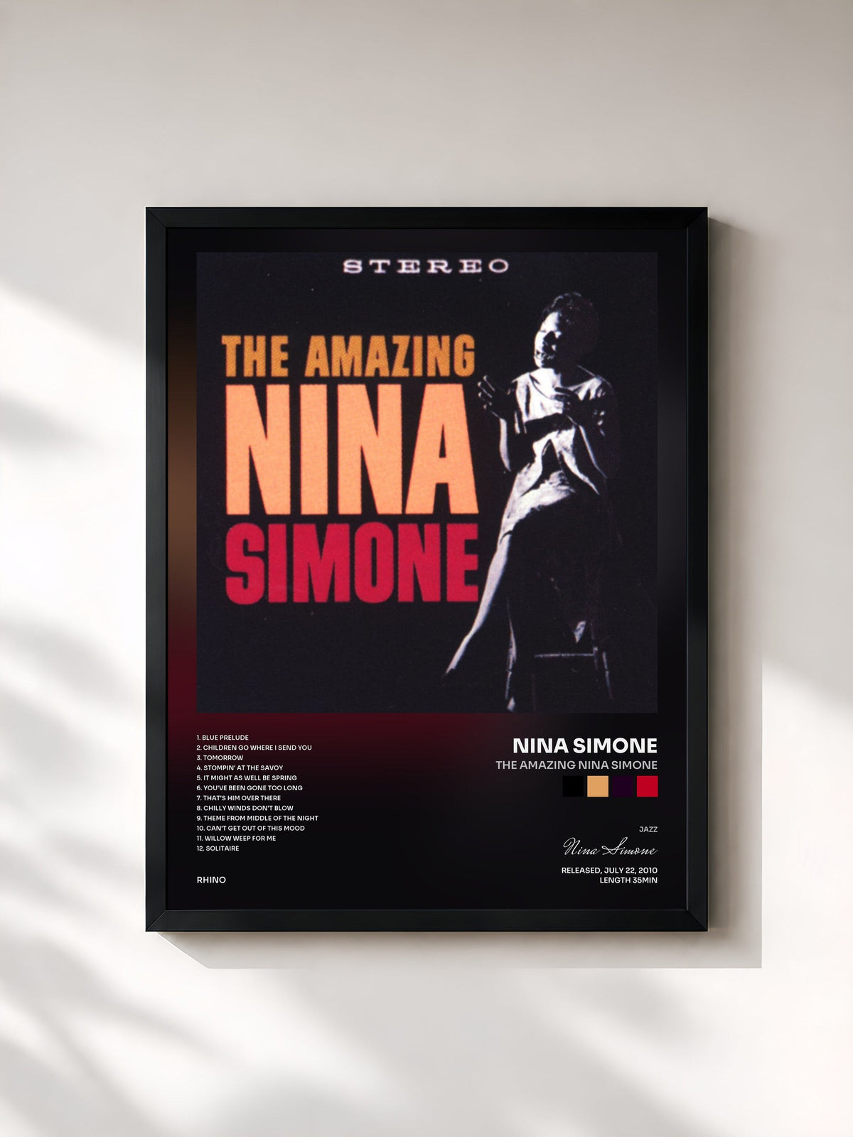 #noir Tableau de l'album The Amazing Nina Simone de Nina Simone, cadre noir, imprimé et encadré en France