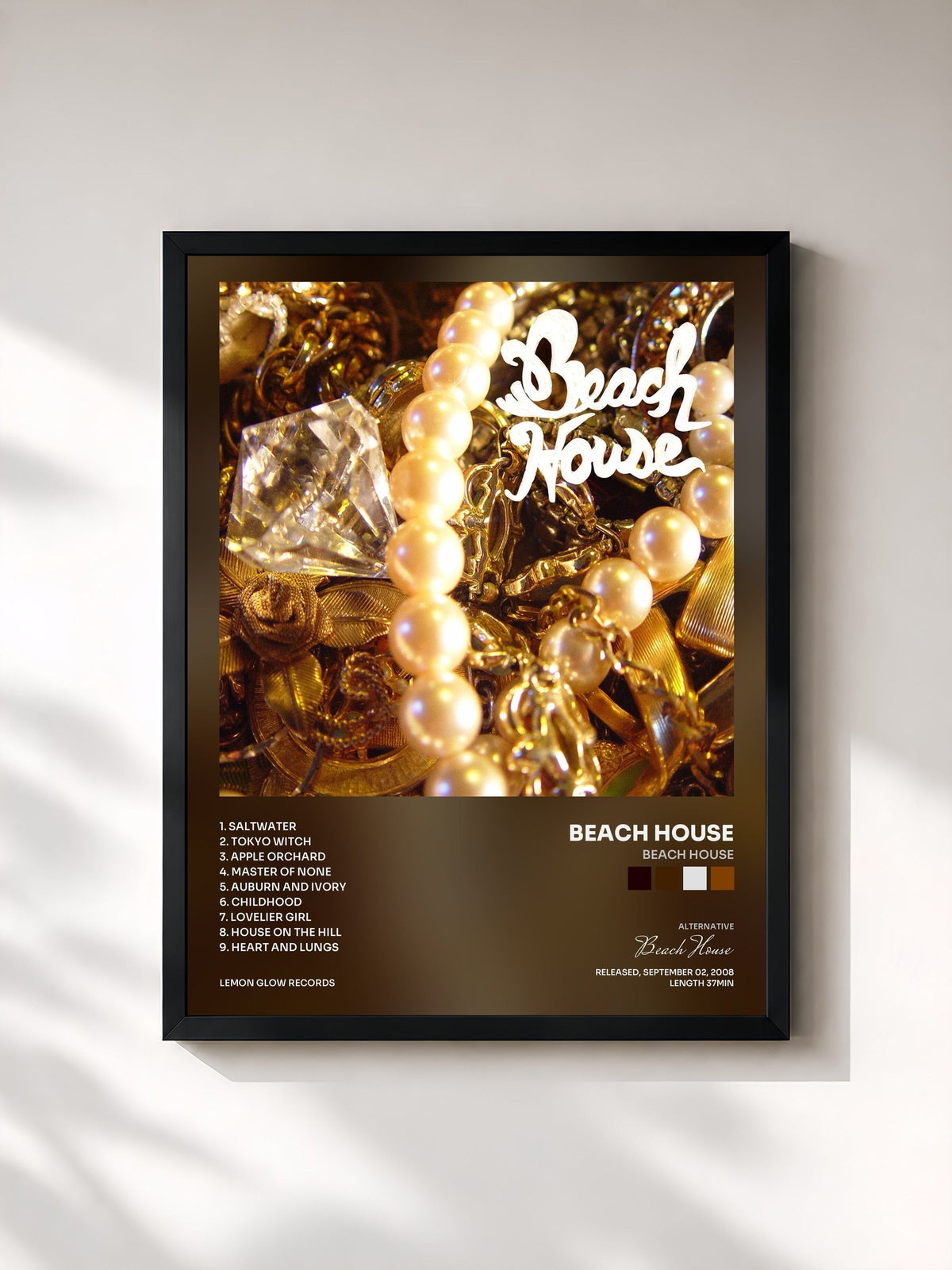 #noir Tableau de l'album Beach House de Beach House, cadre noir, imprimé et encadré en France