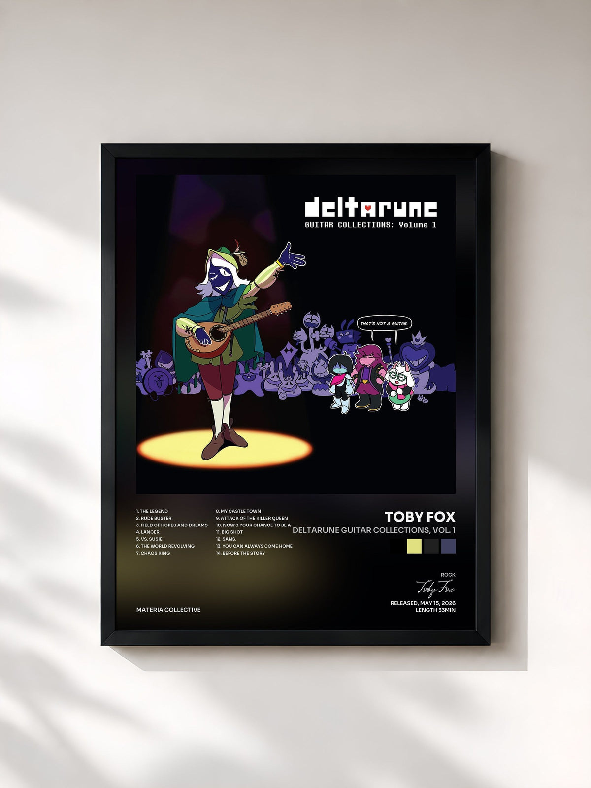 #noir DELTARUNE Guitar Collections, Vol. 1 von Toby Fox als gerahmter Kunstdruck, schwarzer Rahmen, gedruckt und gerahmt in Frankreich