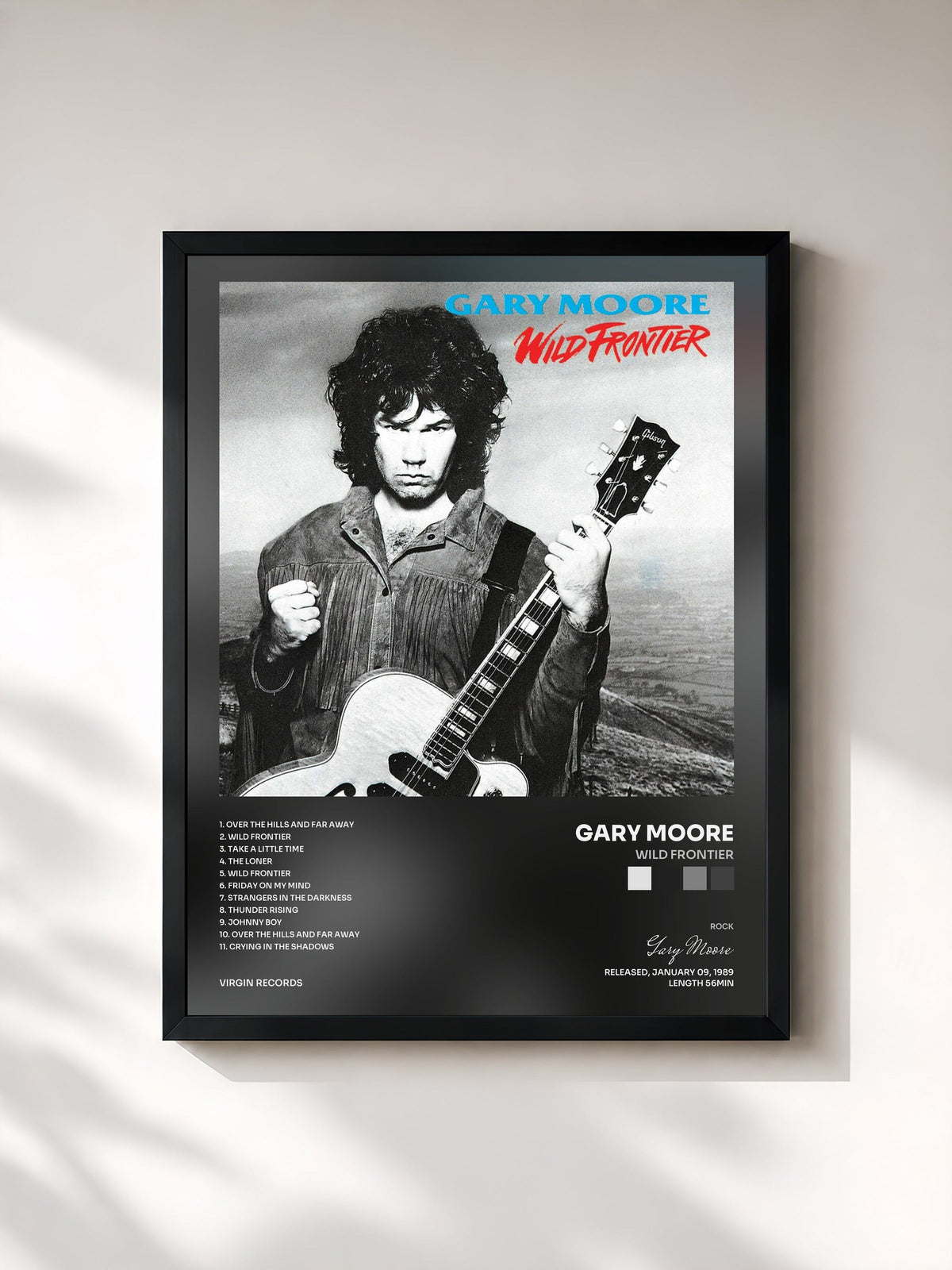 #noir Wild Frontier by Gary Moore as a framed art print, black frame, printed and framed in France