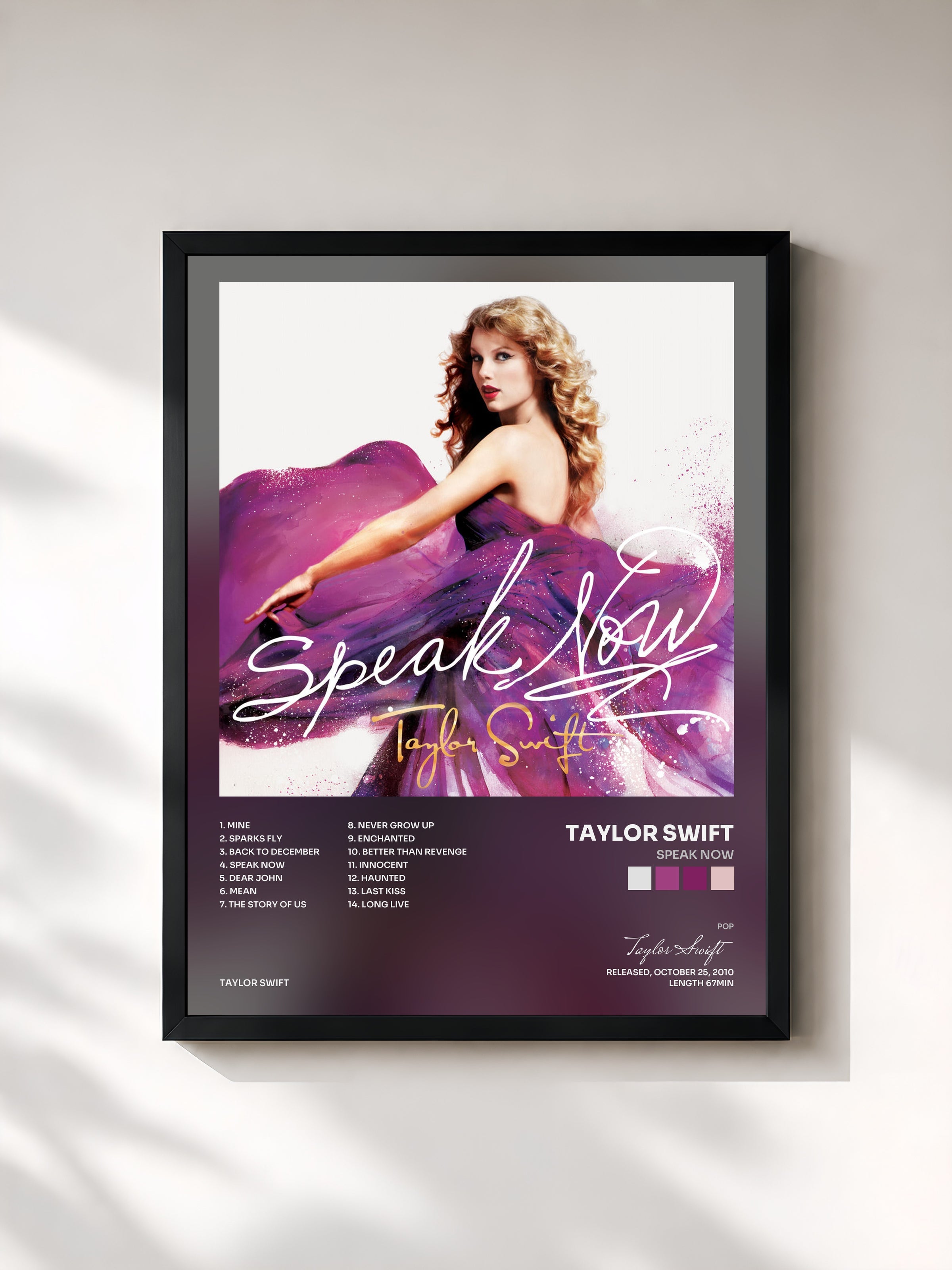 #noir Speak Now de Taylor Swift en lámina enmarcada, marco negro, impresa y enmarcada en Francia