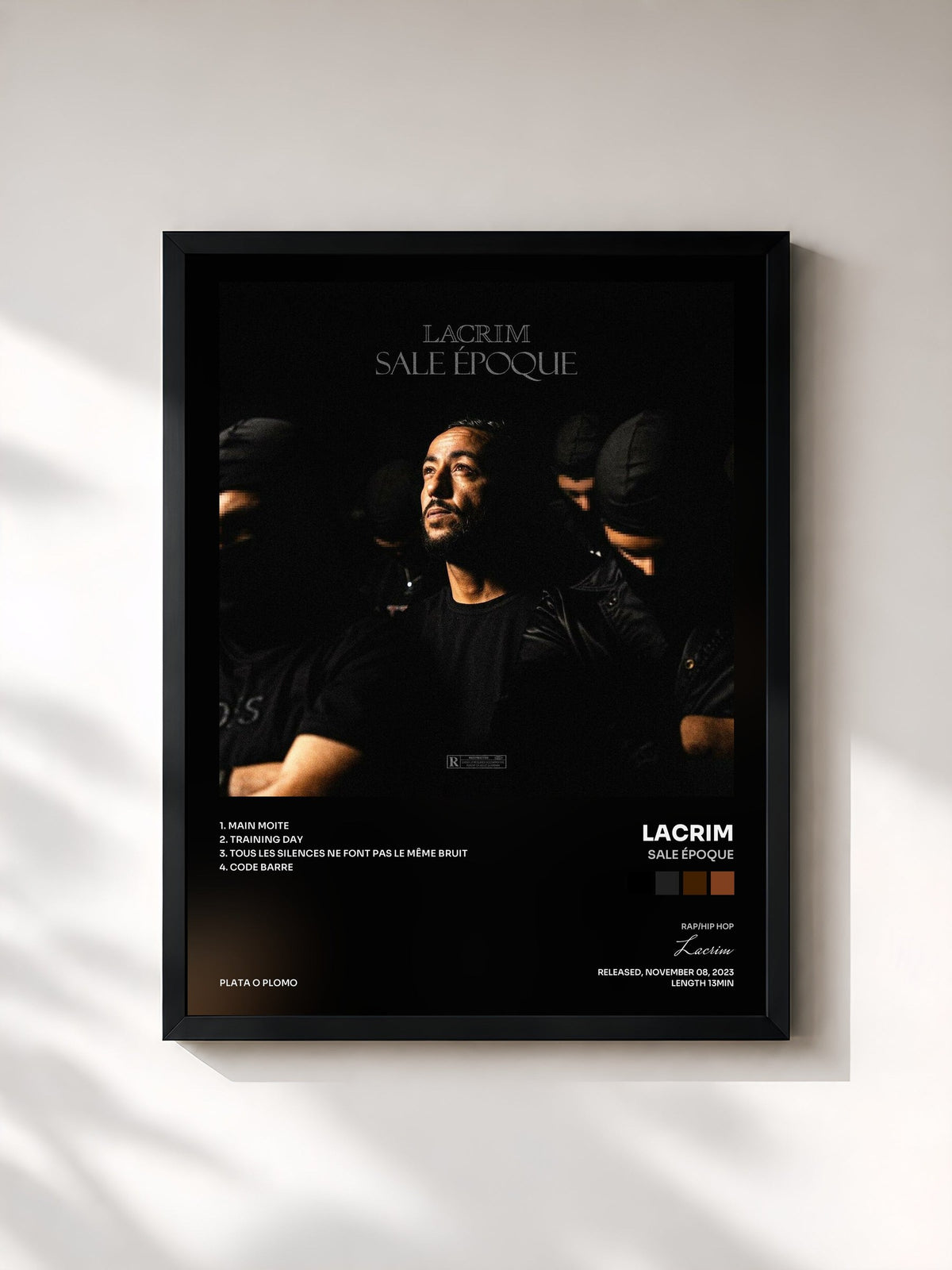 #noir Tableau de l'album SALE ÉPOQUE de Lacrim, cadre noir, imprimé et encadré en France