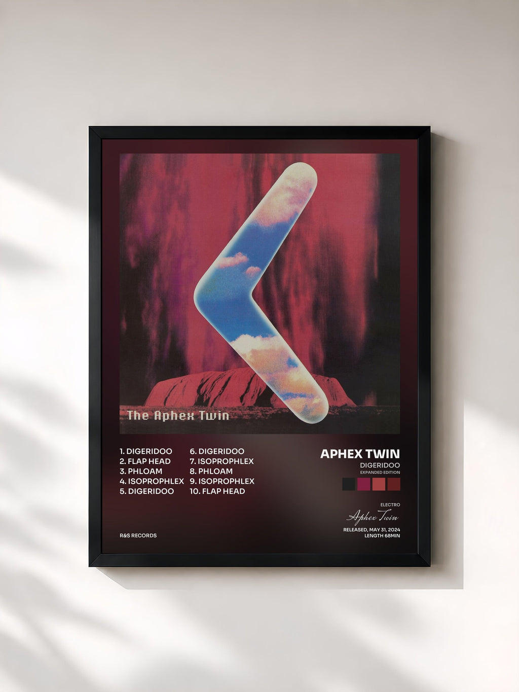#noir Tableau de l'album Digeridoo (Expanded Edition) de Aphex Twin, cadre noir, imprimé et encadré en France