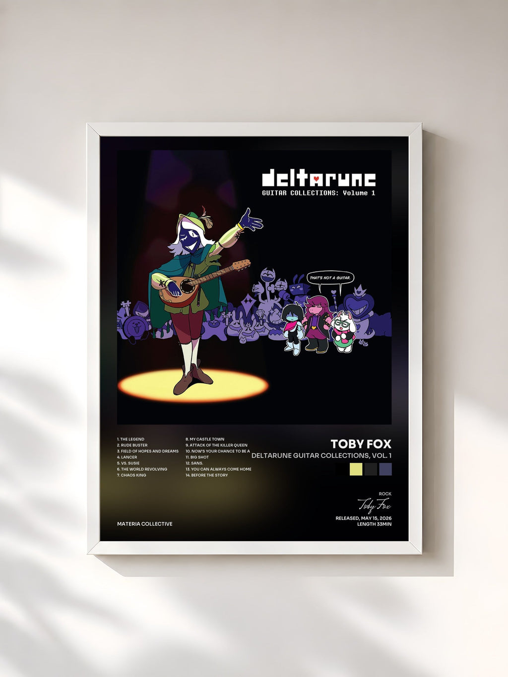 #blanc DELTARUNE Guitar Collections, Vol. 1 von Toby Fox als gerahmter Kunstdruck, weißer Rahmen, gedruckt und gerahmt in Frankreich