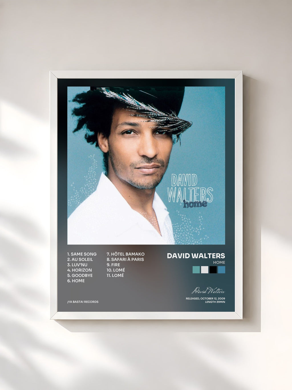 #blanc Tableau de l'album Home de David Walters, cadre blanc, imprimé et encadré en France