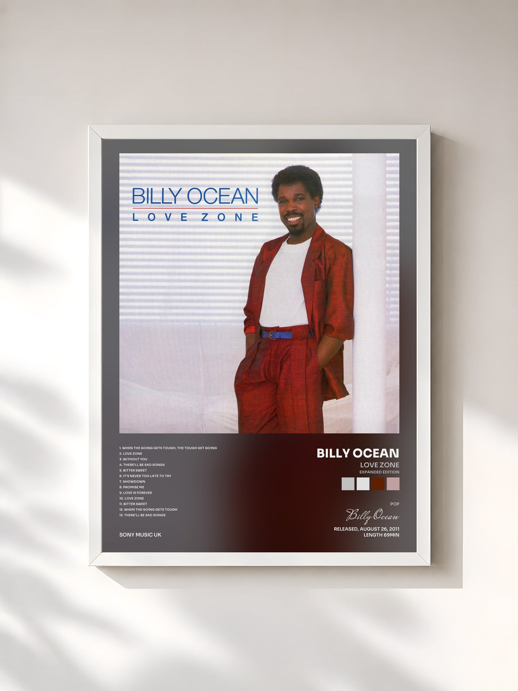 #blanc Love Zone (Expanded Edition) by Billy Ocean as a framed art print, white frame, printed and framed in France