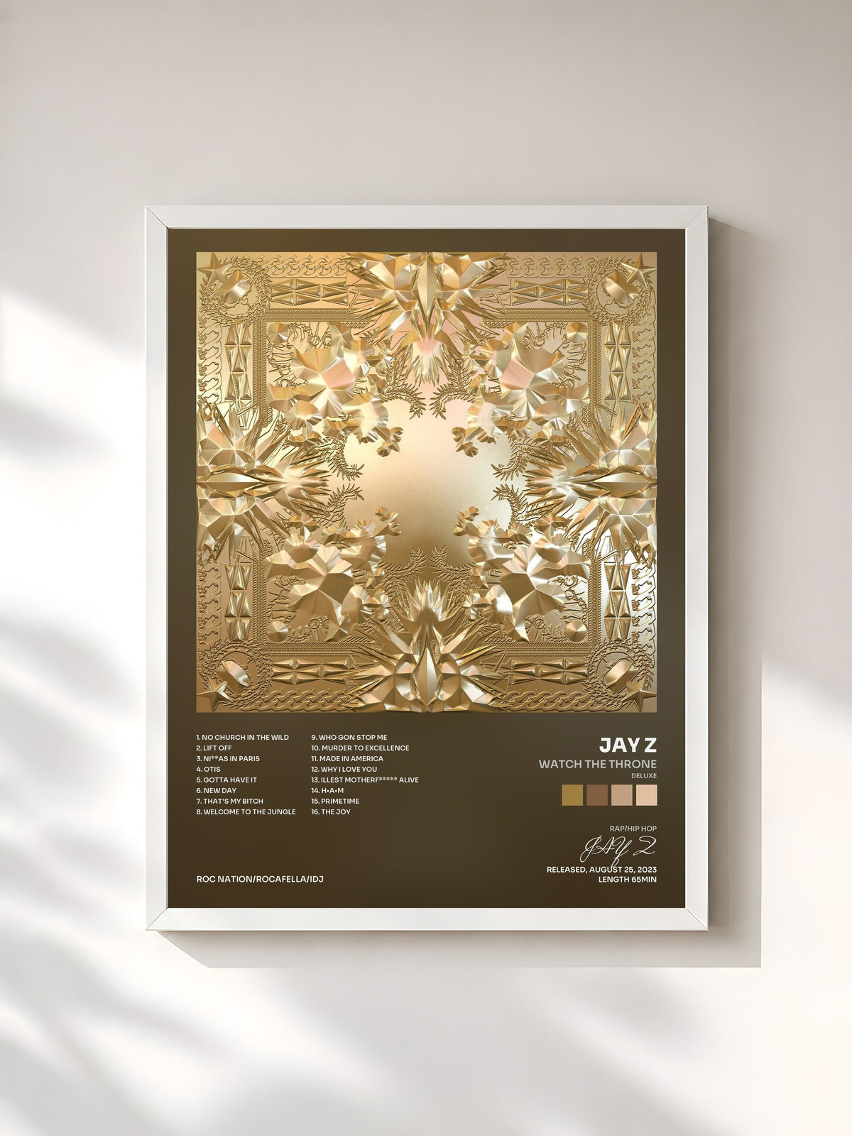 #blanc Tableau de l'album Watch The Throne (Deluxe) de JAY Z, cadre blanc, imprimé et encadré en France