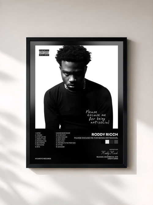 Roddy Ricch · Please Excuse Me for Being Antisocial — Affiche encadrée