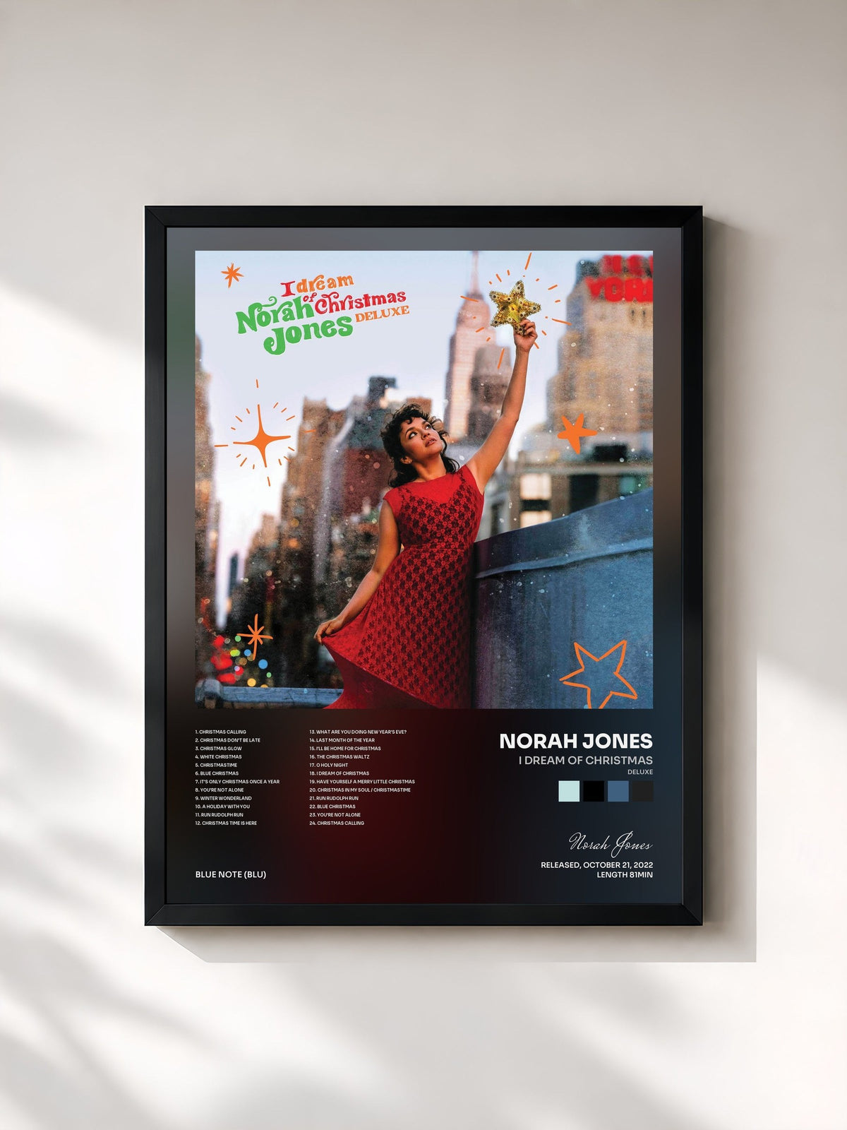 #noir Tableau de l'album I Dream Of Christmas (Deluxe) de Norah Jones, cadre noir, imprimé et encadré en France