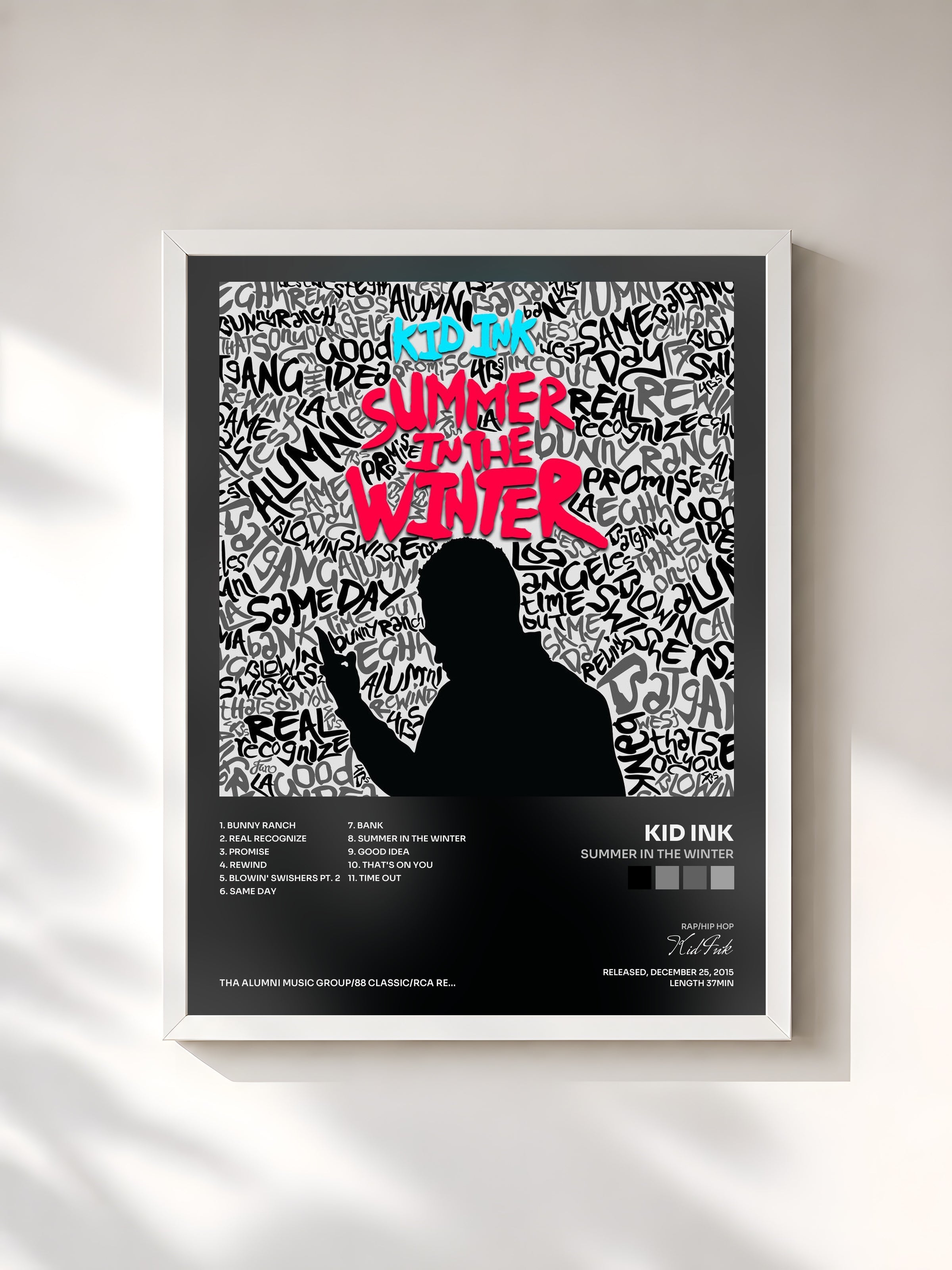 #blanc Summer In The Winter by Kid Ink as a framed art print, white frame, printed and framed in France