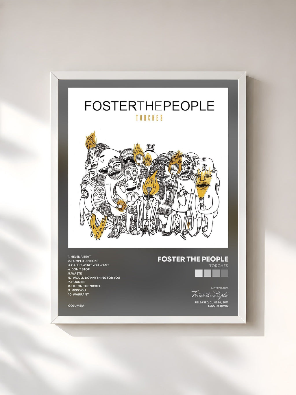 #blanc Torches von Foster the People als gerahmter Kunstdruck, weißer Rahmen, gedruckt und gerahmt in Frankreich
