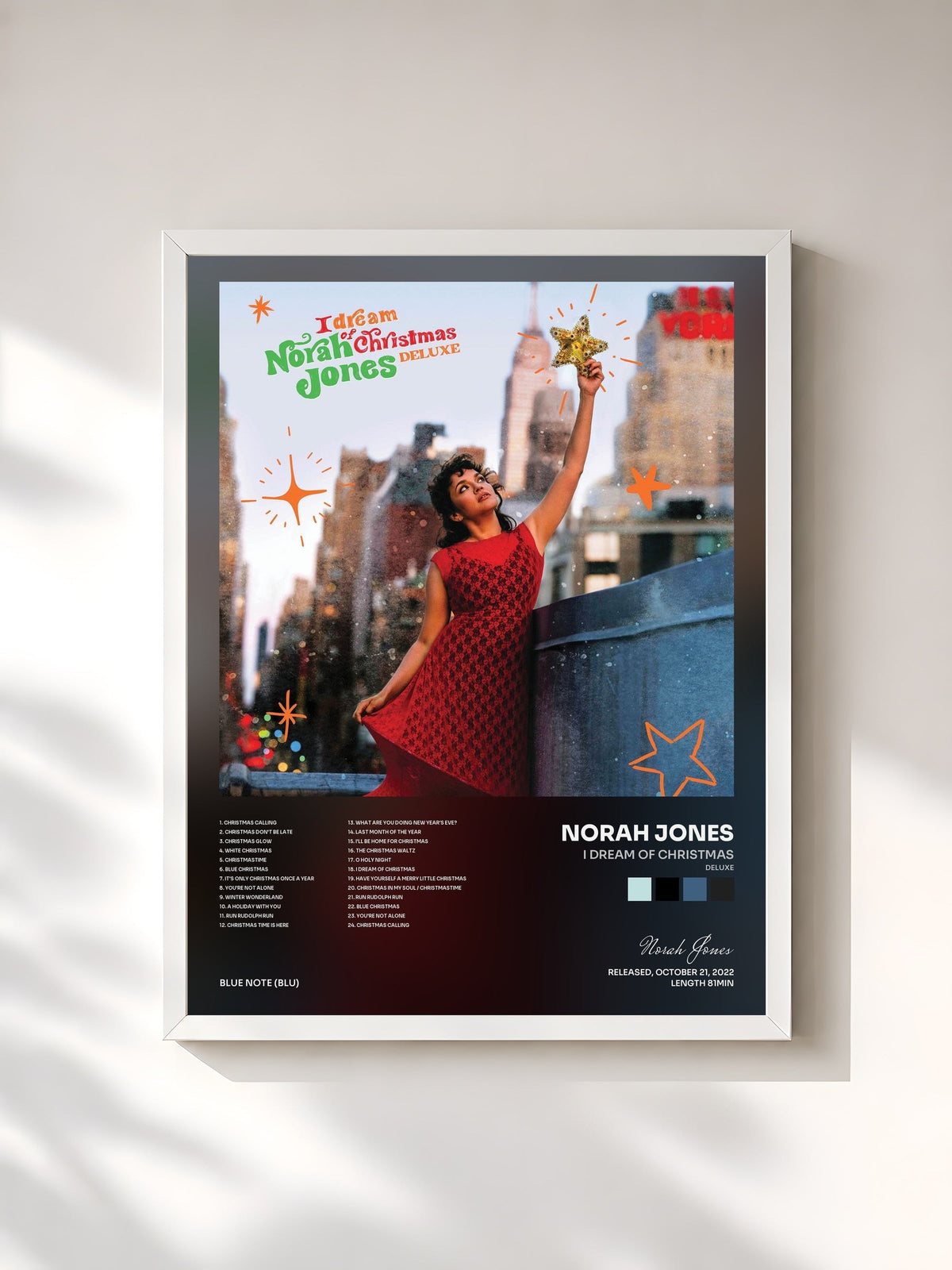 #blanc Tableau de l'album I Dream Of Christmas (Deluxe) de Norah Jones, cadre blanc, imprimé et encadré en France